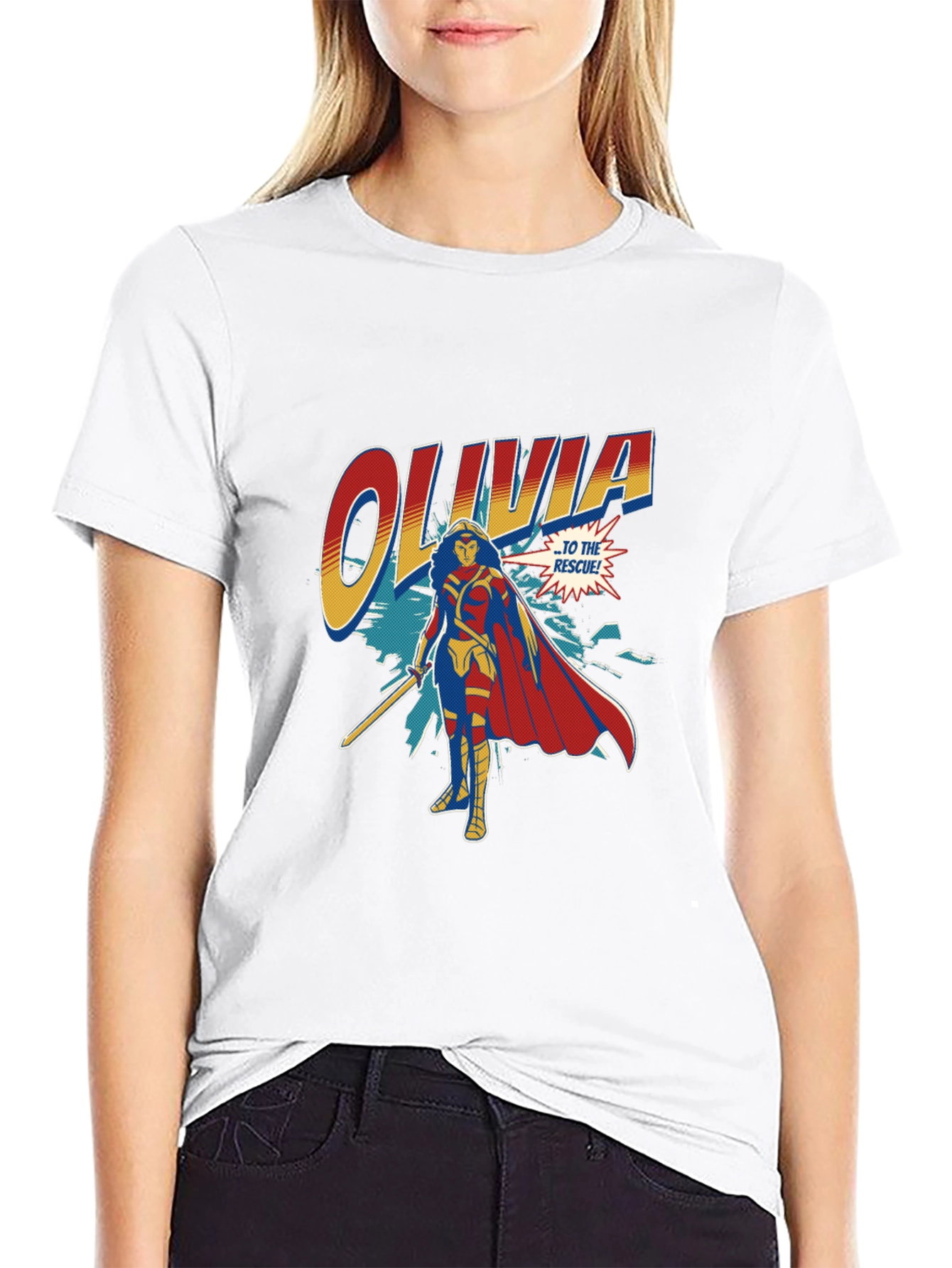 Olivia Superhero Personalized Black T-Shirt