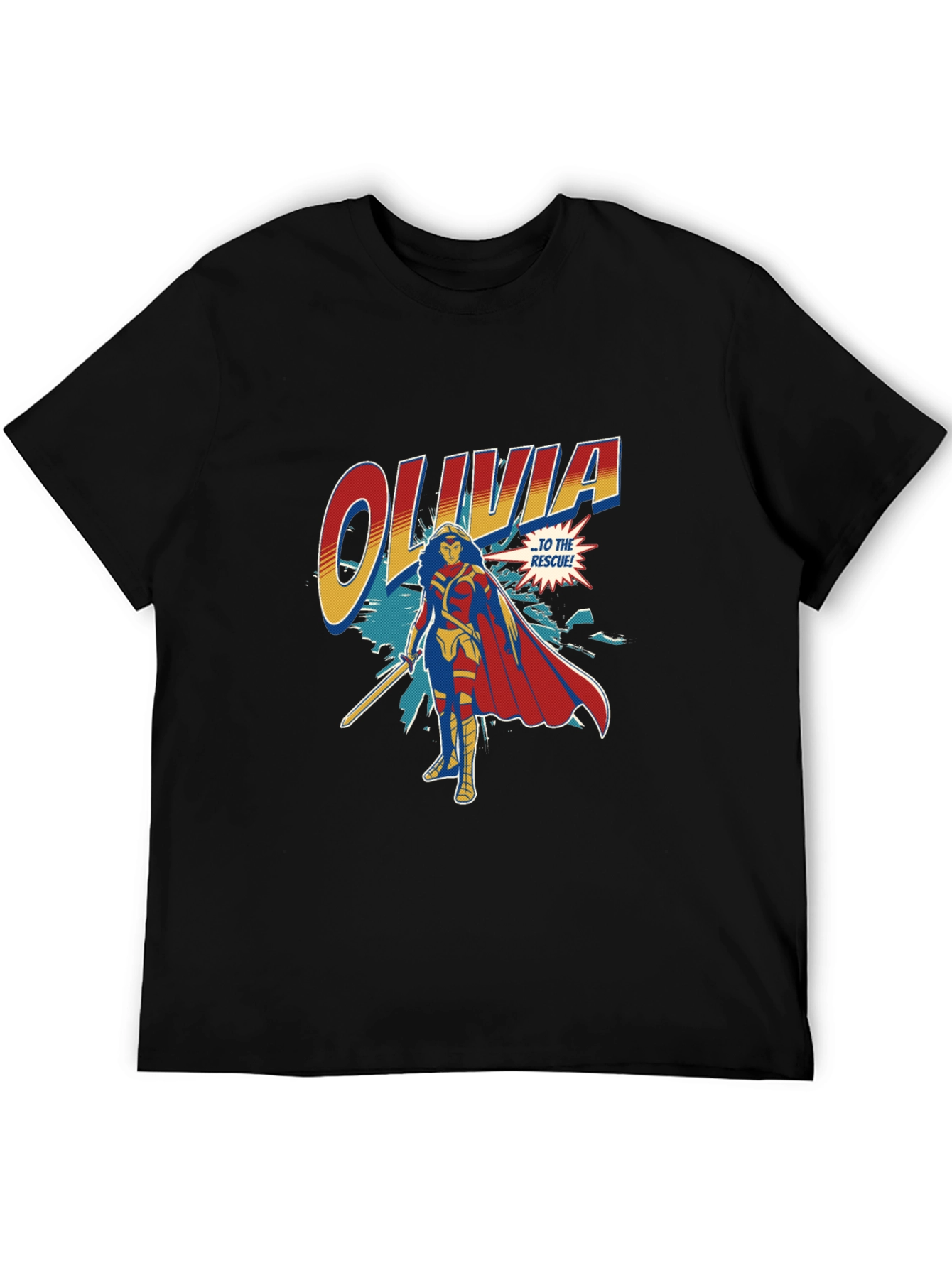 Olivia Superhero Personalized Black T-Shirt