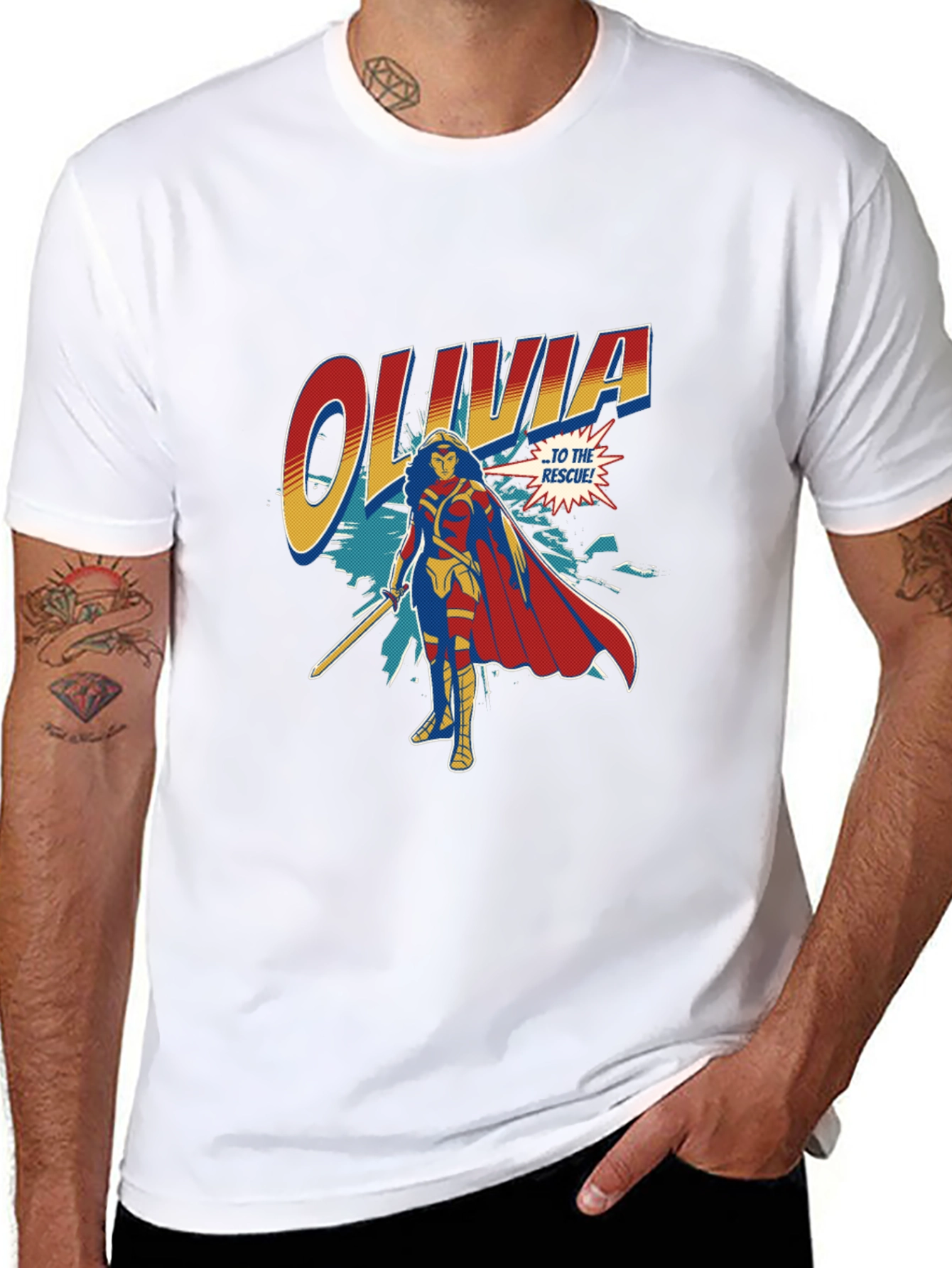 Olivia Superhero Personalized Black T-Shirt
