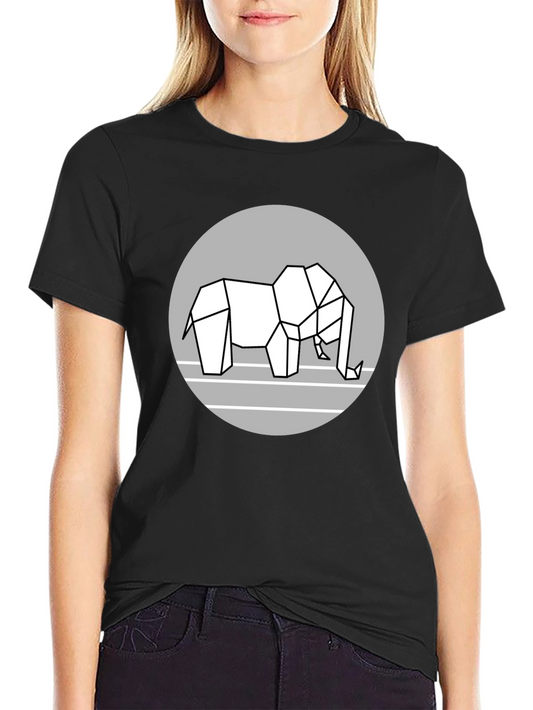 Geometric Elephant Graphic Tee - Modern Black T-Shirt