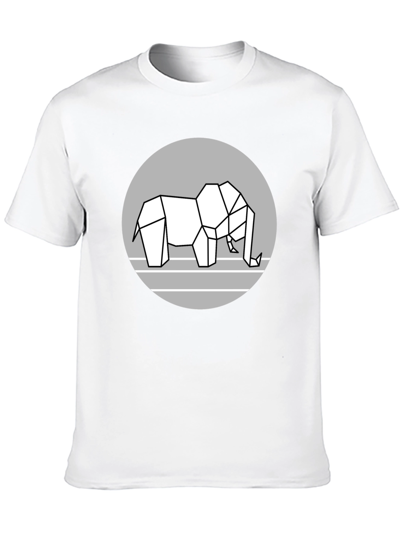 Geometric Elephant Graphic Tee - Modern Black T-Shirt