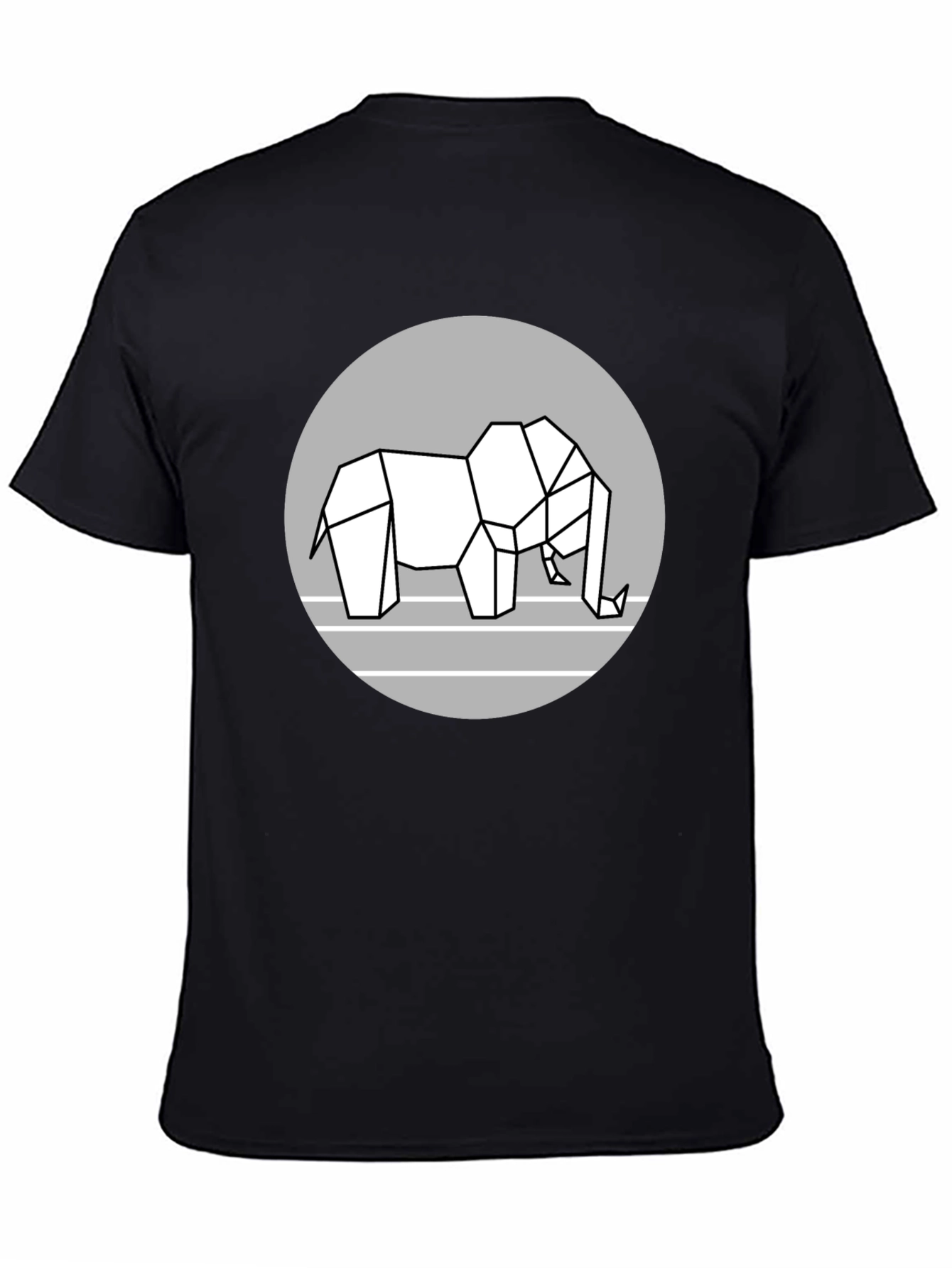 Geometric Elephant Graphic Tee - Modern Black T-Shirt