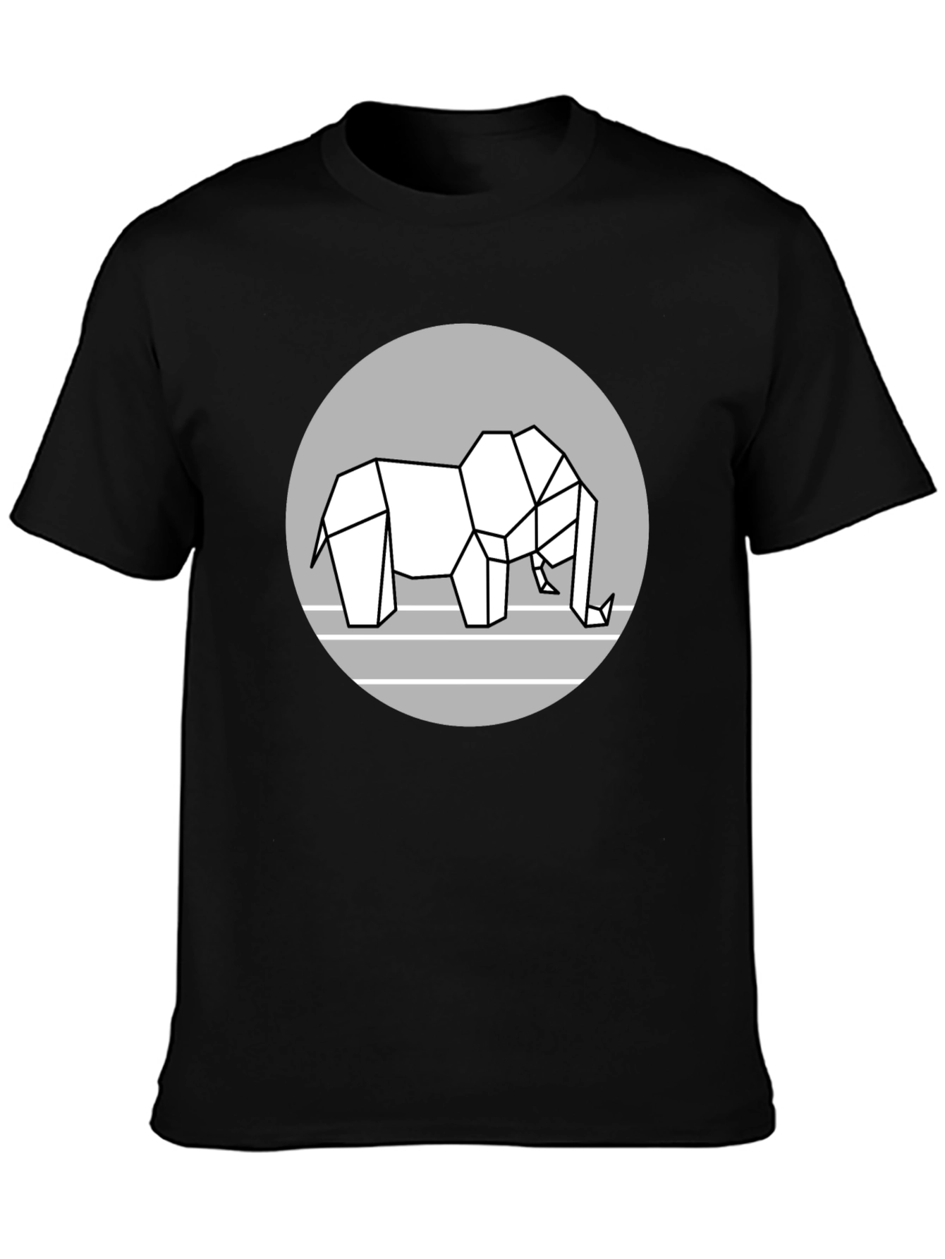 Geometric Elephant Graphic Tee - Modern Black T-Shirt