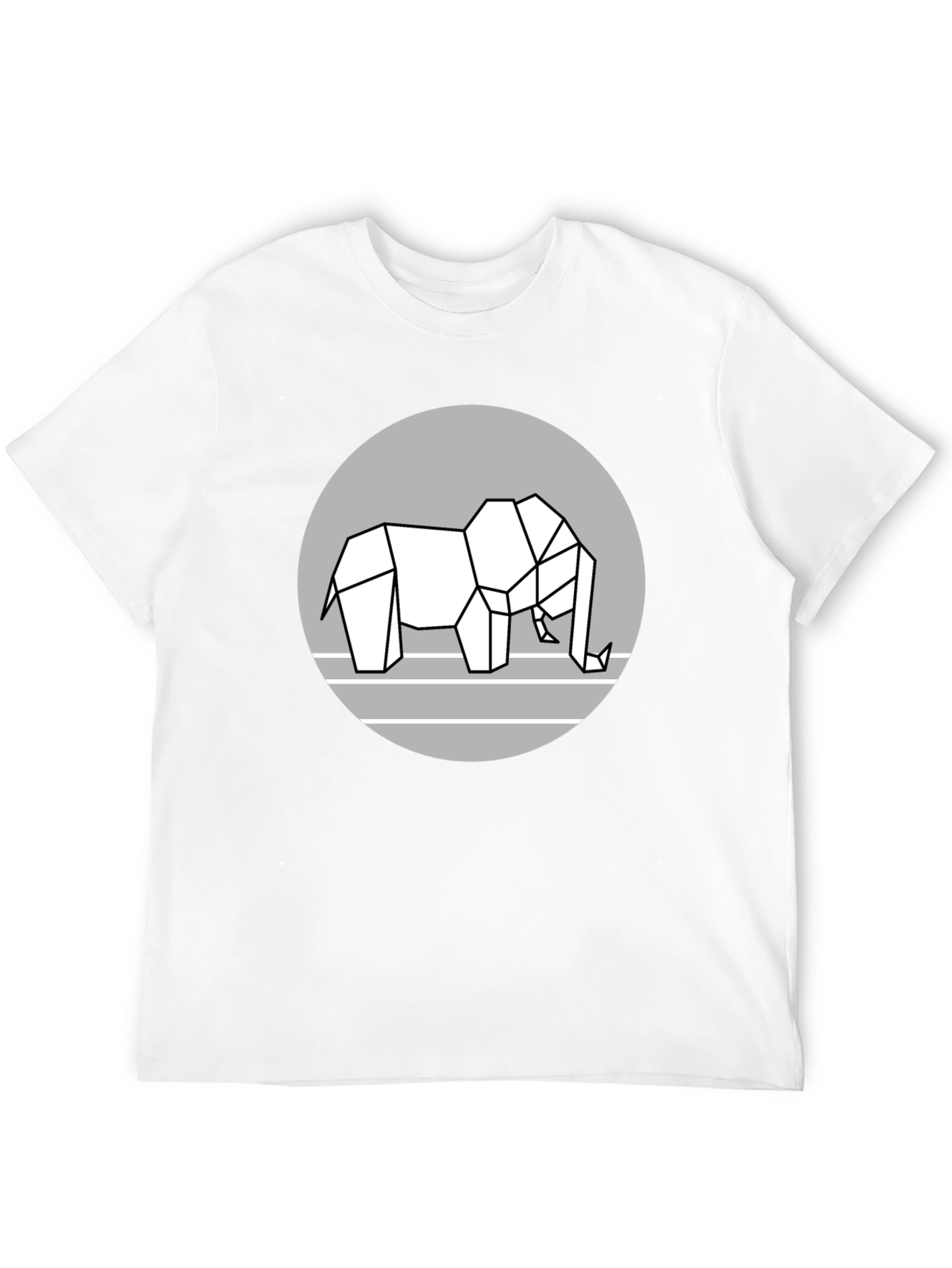 Geometric Elephant Graphic Tee - Modern Black T-Shirt