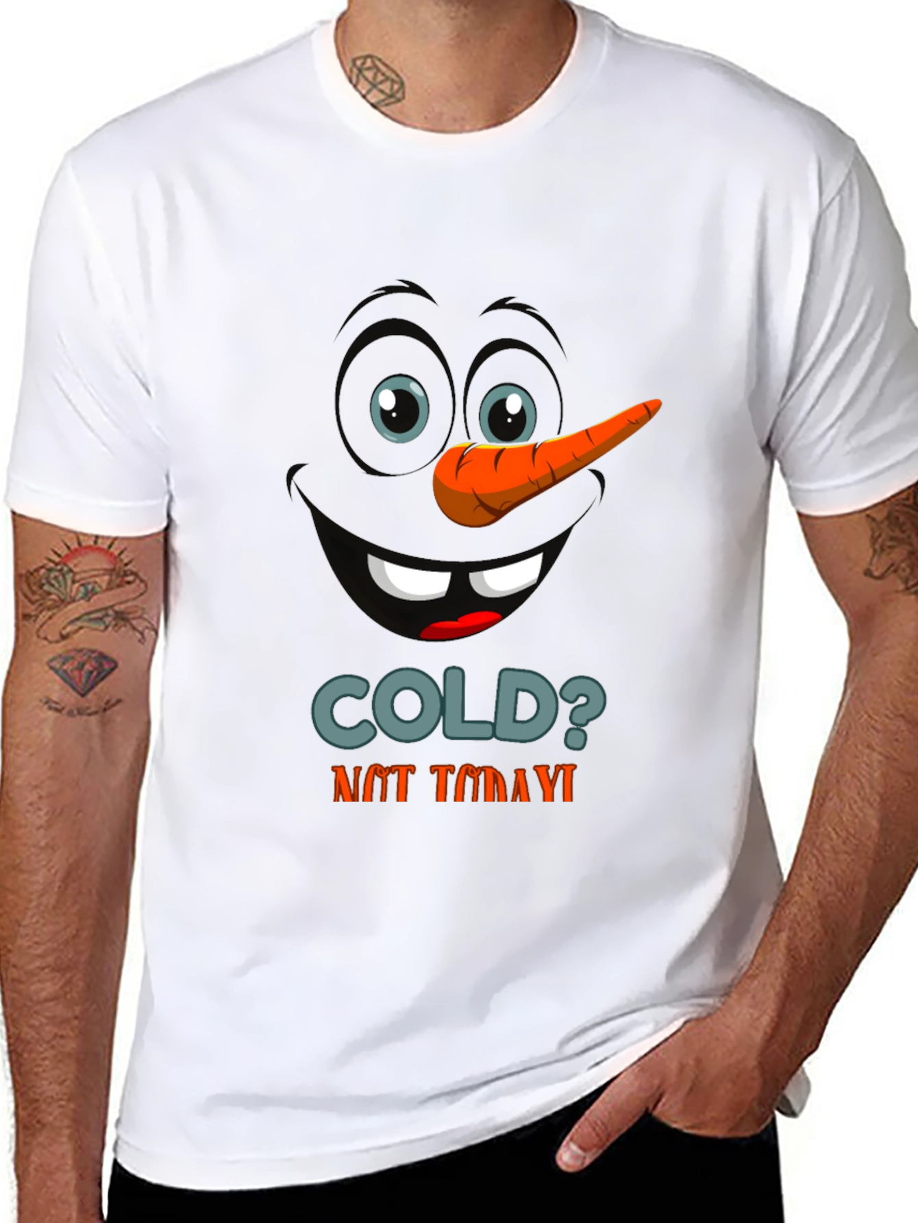 Funny Snowman Face Graphic T-Shirt