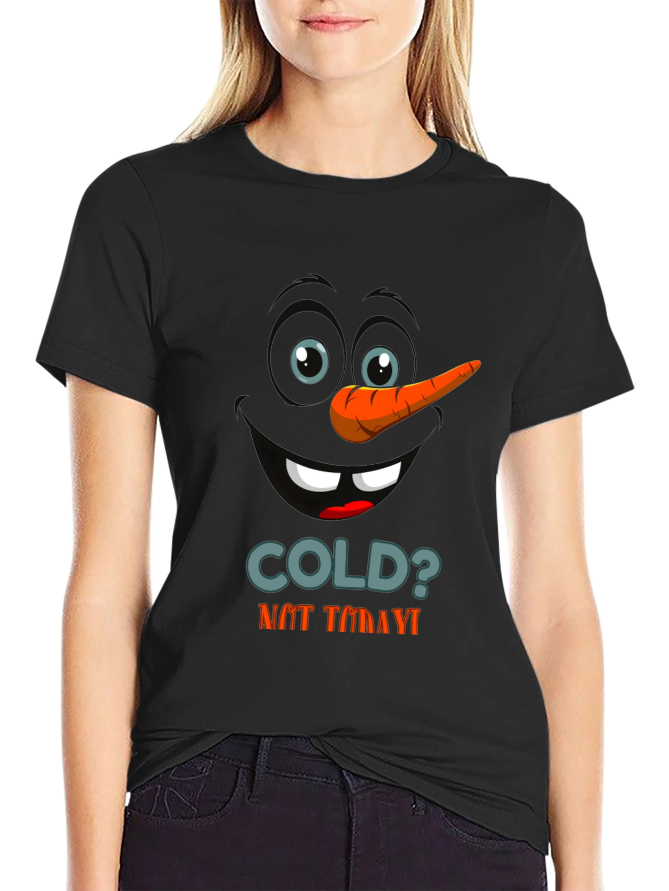 Funny Snowman Face Graphic T-Shirt