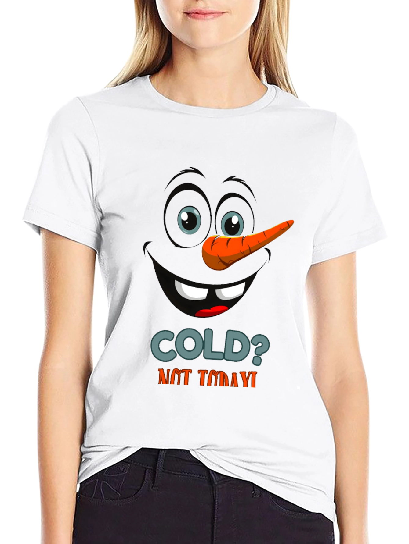 Funny Snowman Face Graphic T-Shirt