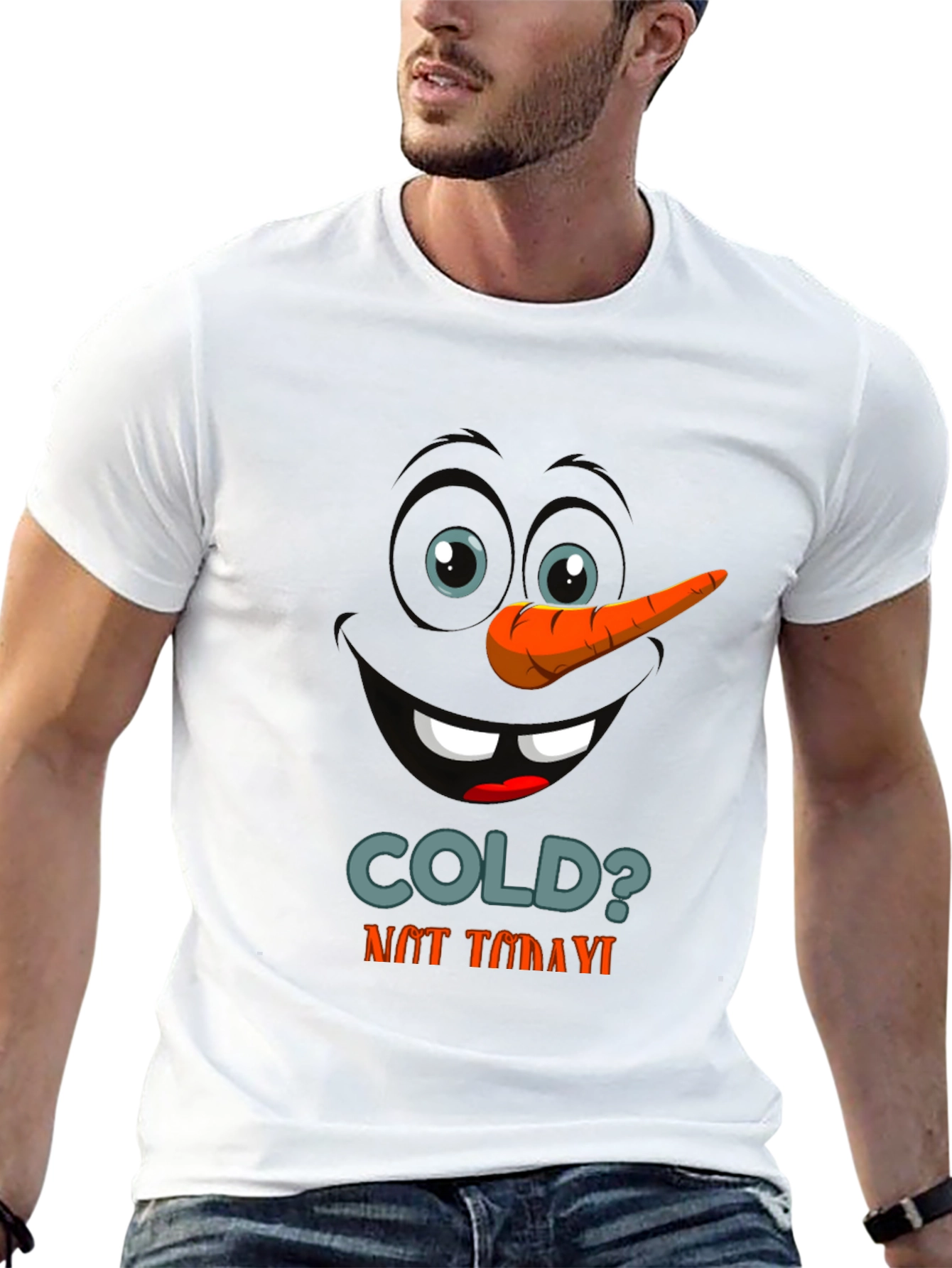 Funny Snowman Face Graphic T-Shirt