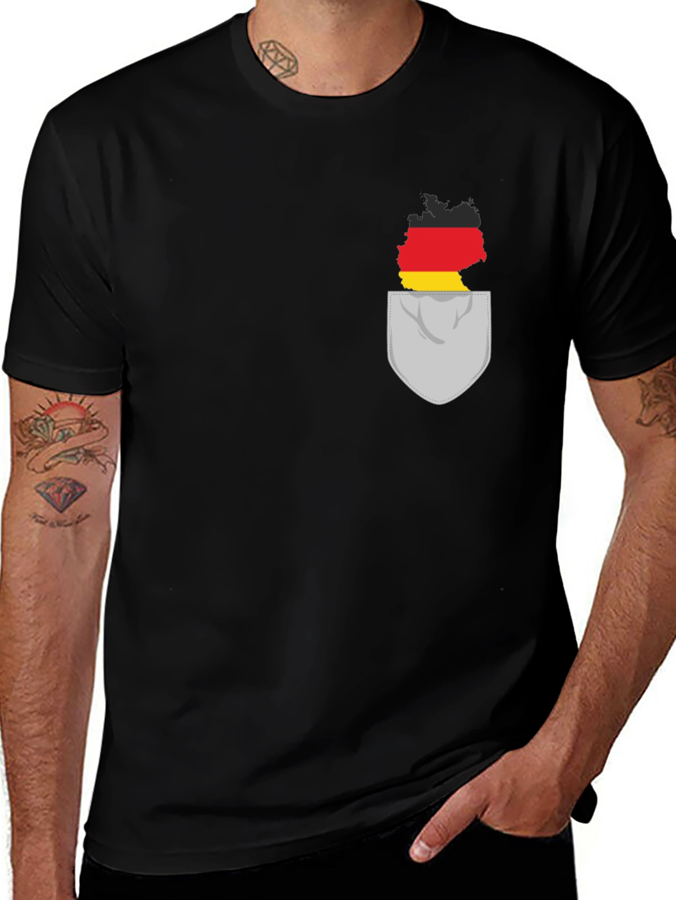 Germany Flag Pocket Black T-Shirt