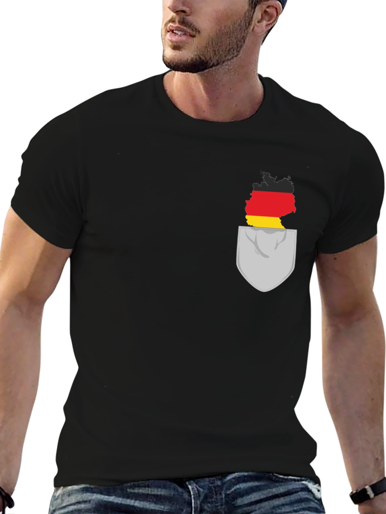 Germany Flag Pocket Black T-Shirt
