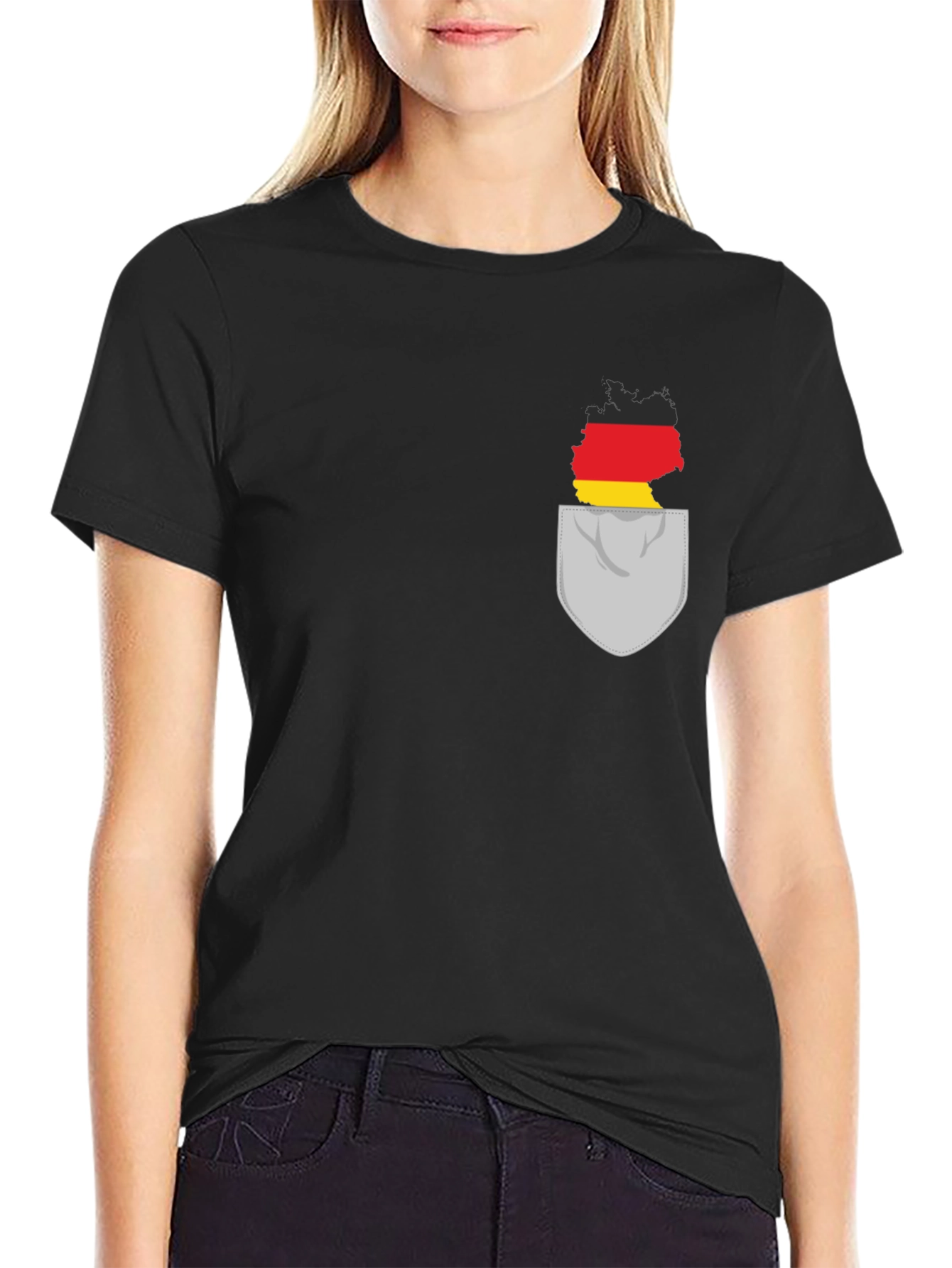 Germany Flag Pocket Black T-Shirt