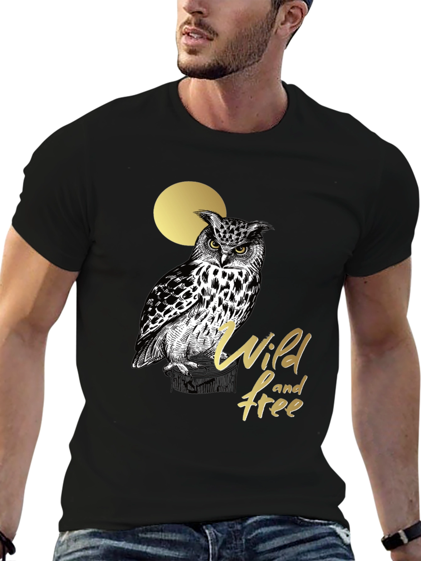 Wild and Free Owl Graphic Tee - Black