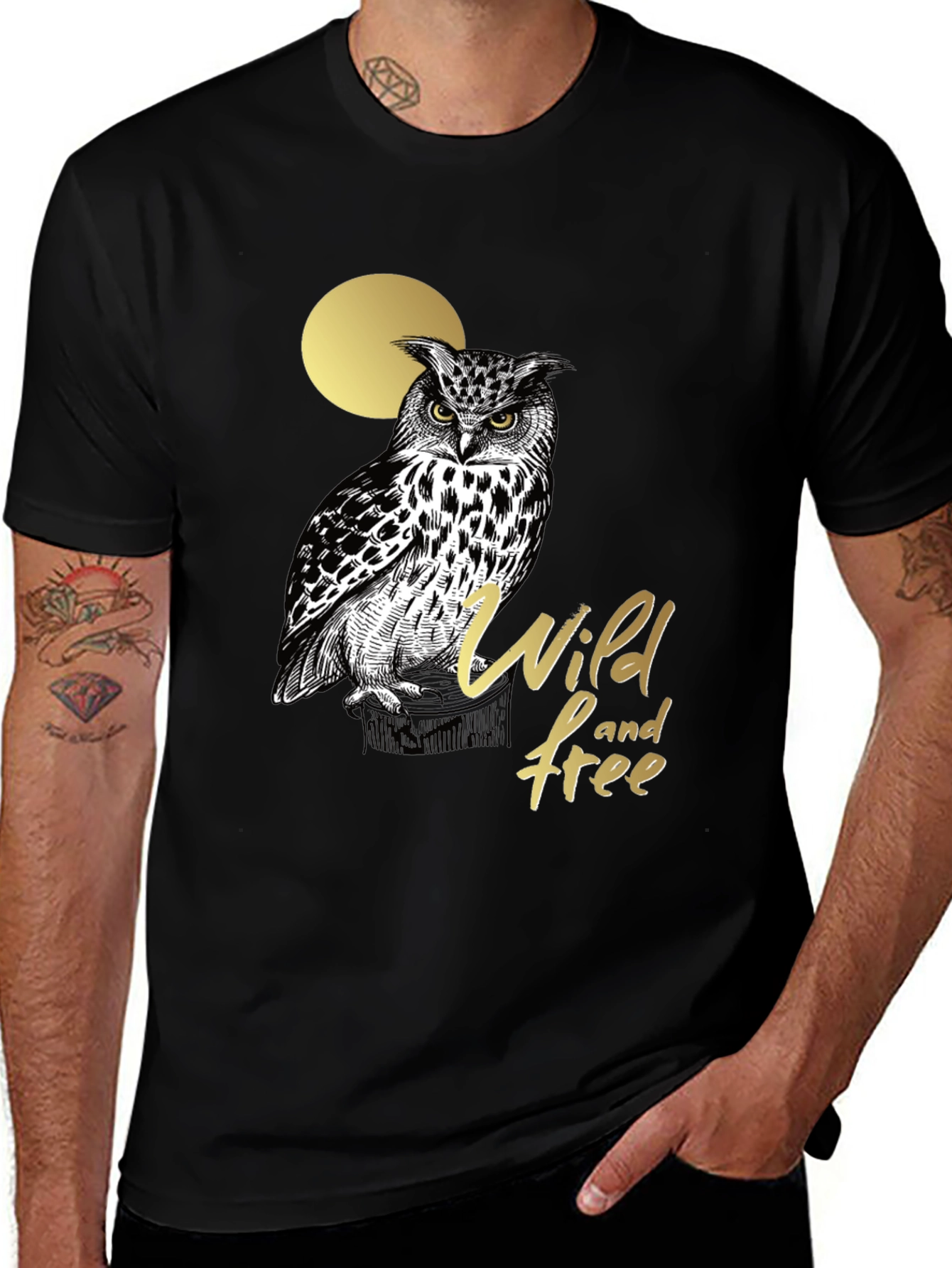 Wild and Free Owl Graphic Tee - Black
