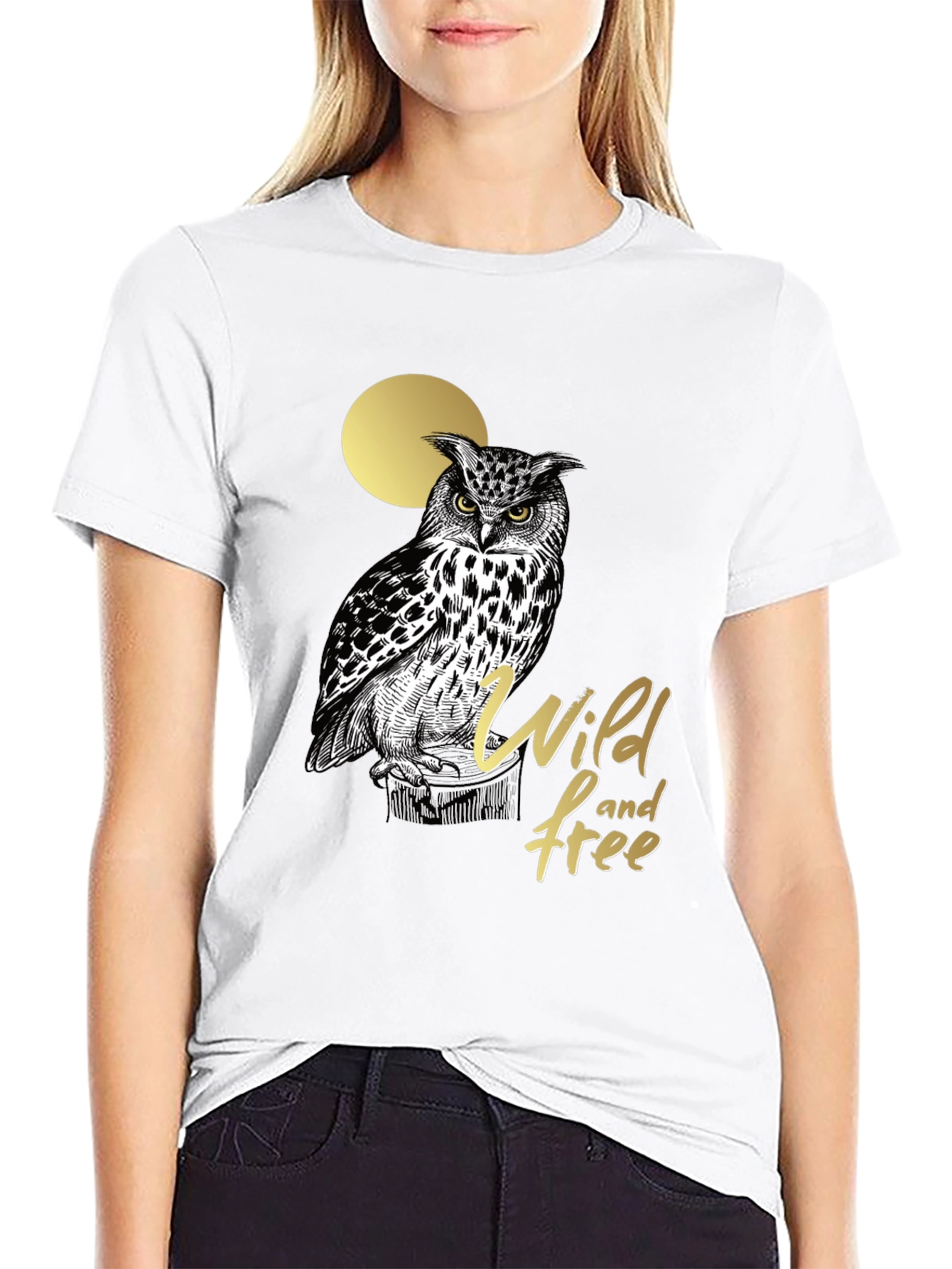 Wild and Free Owl Graphic Tee - Black