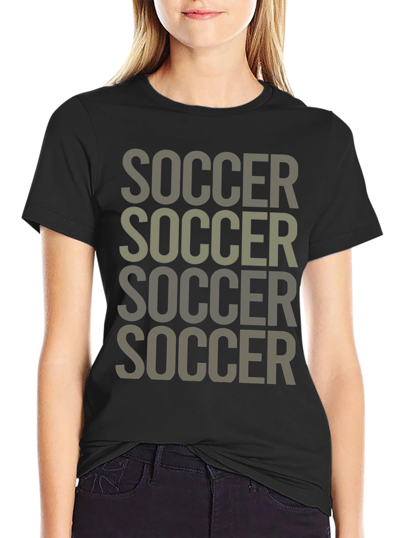 Soccer Tee: Repeated Text Graphic T-Shirt