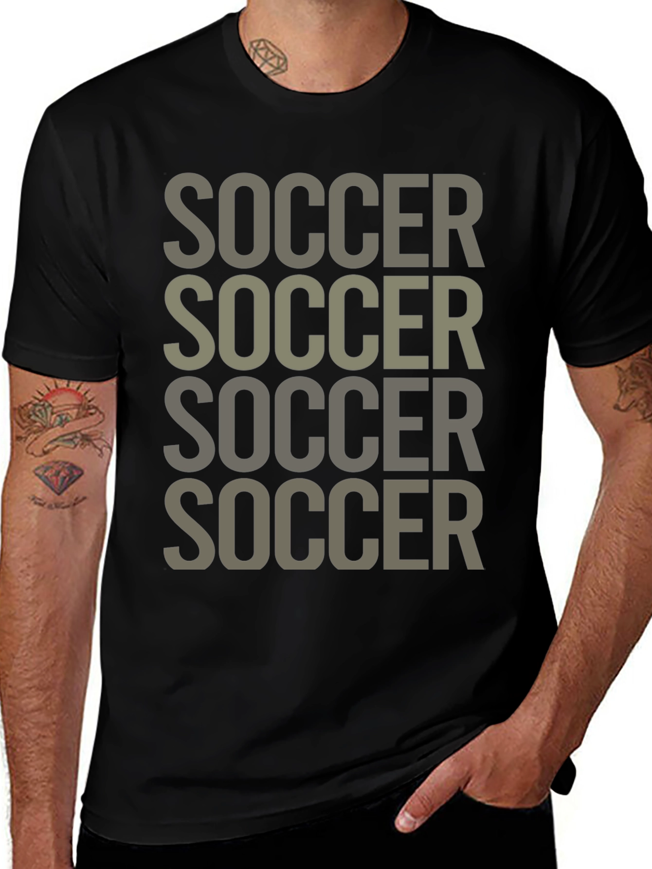 Soccer Tee: Repeated Text Graphic T-Shirt