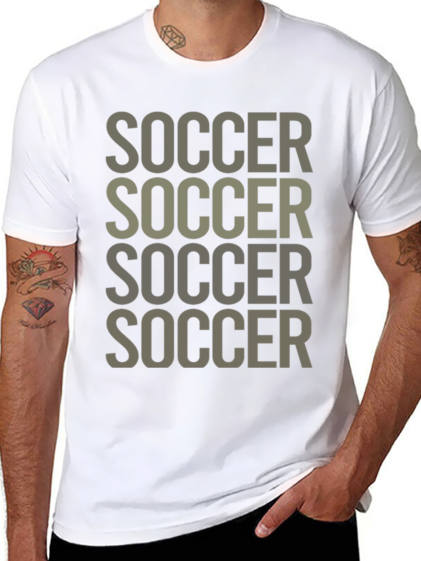 Soccer Tee: Repeated Text Graphic T-Shirt