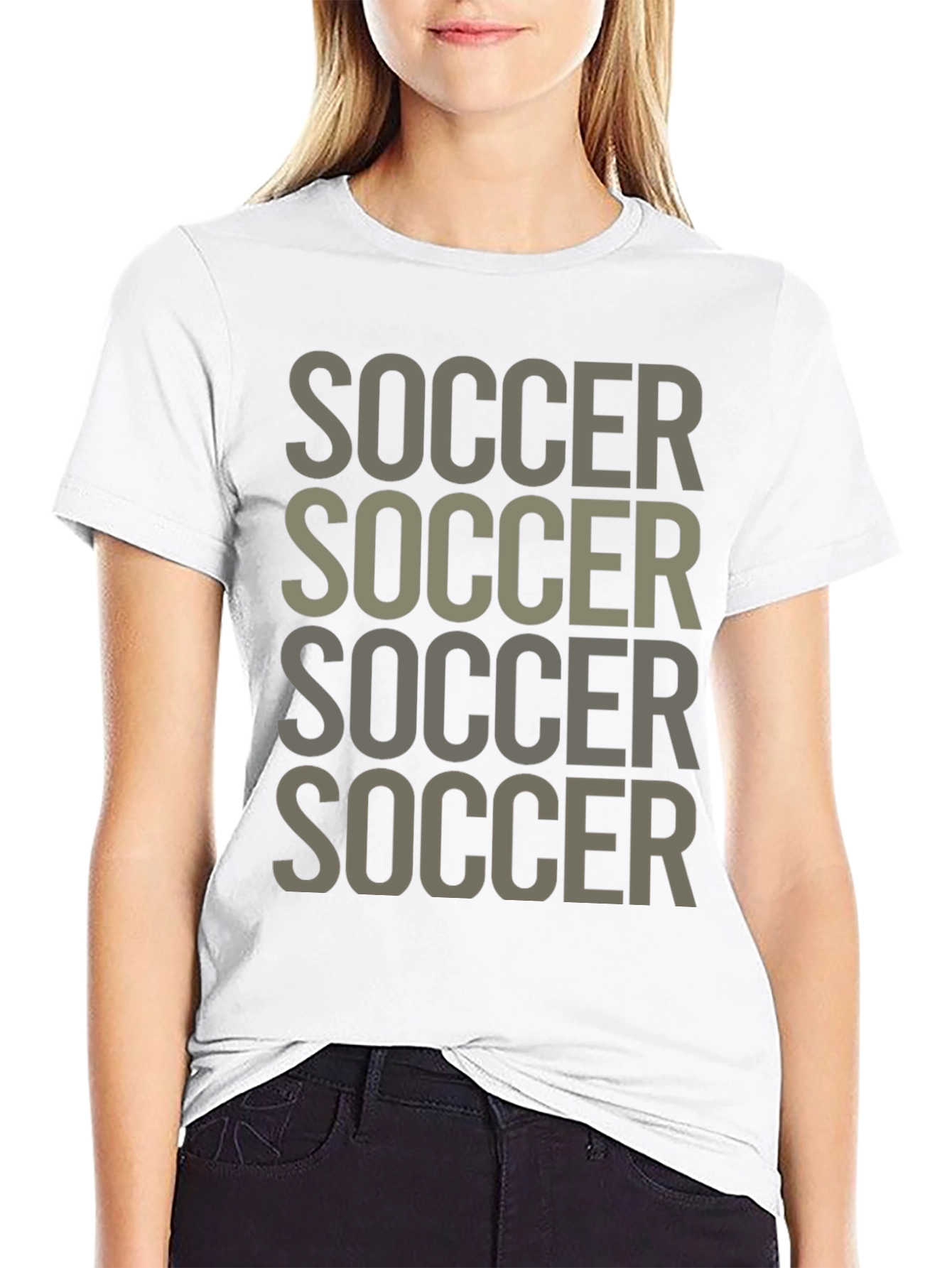 Soccer Tee: Repeated Text Graphic T-Shirt