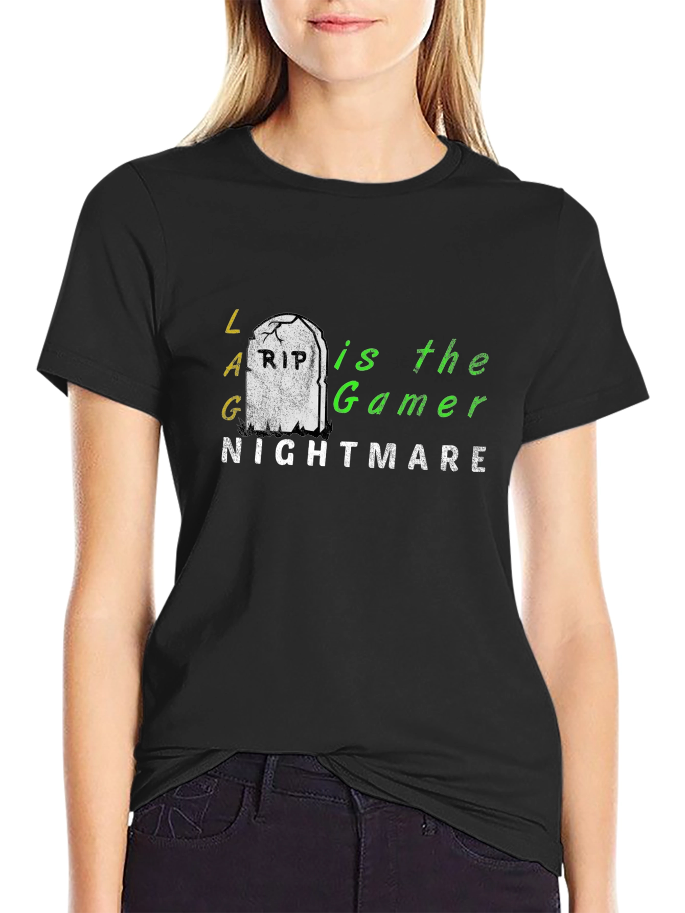 Lag is the Gamer Nightmare T-Shirt - Black Cotton