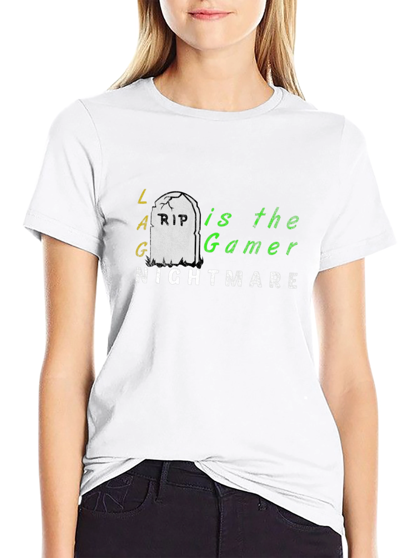 Lag is the Gamer Nightmare T-Shirt - Black Cotton