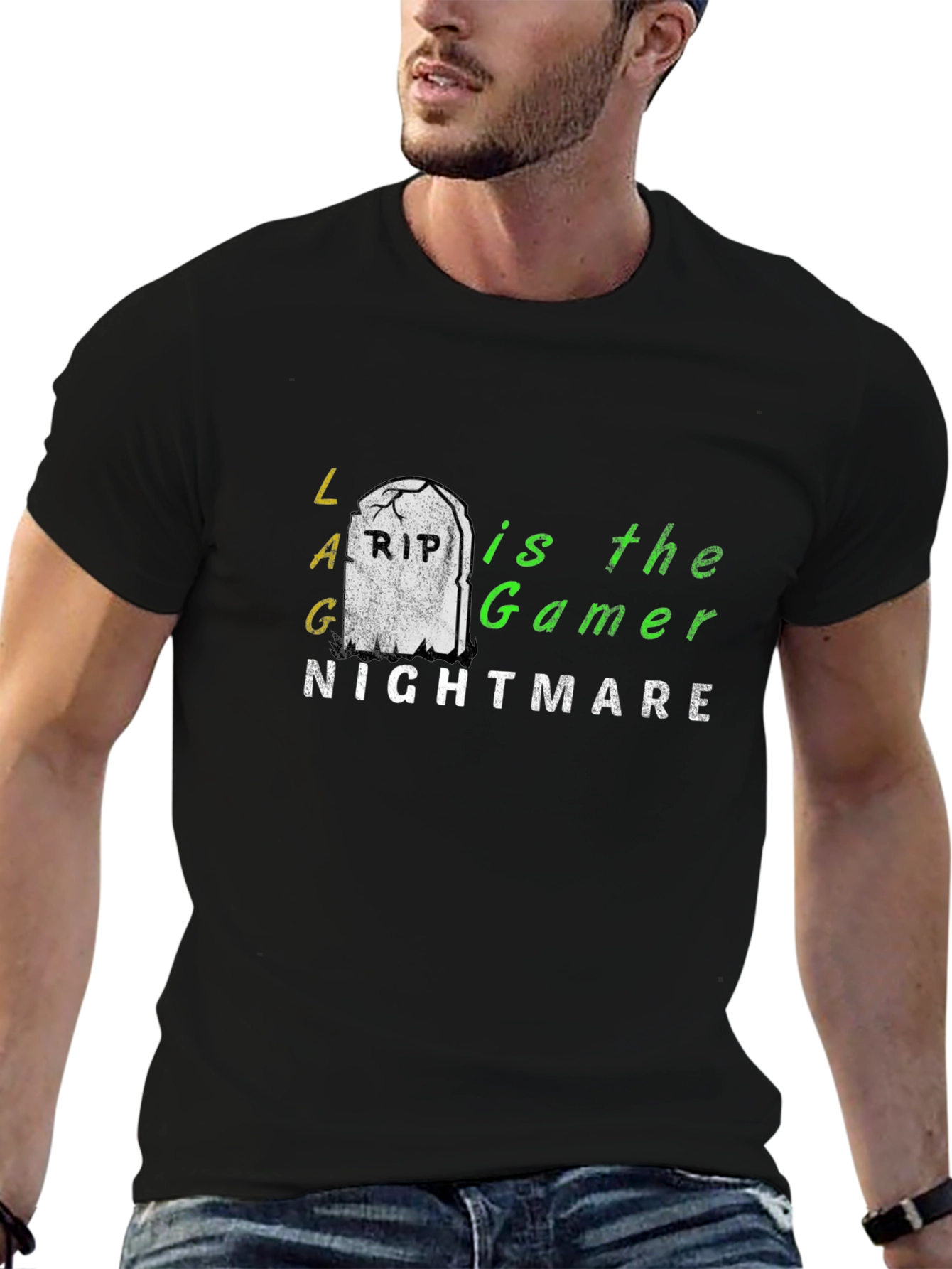 Lag is the Gamer Nightmare T-Shirt - Black Cotton