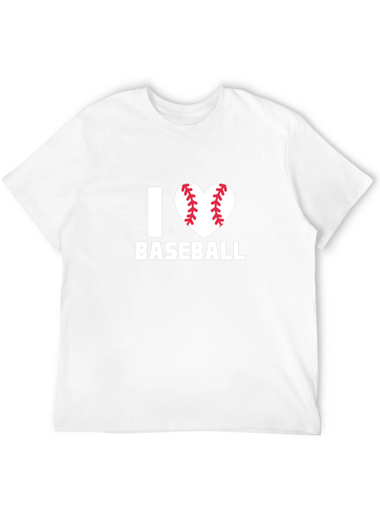 I Love Baseball Heart Graphic Black T-Shirt