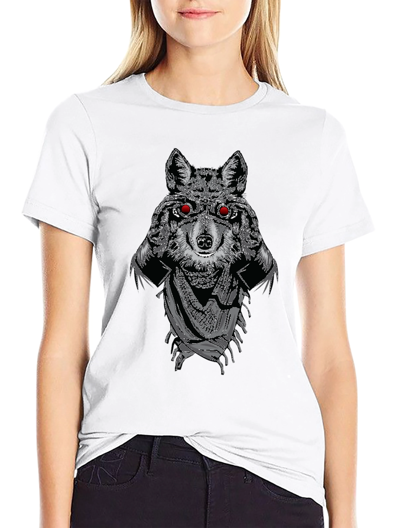 Wolf Graphic T-Shirt - Mens Black Crew Neck Tee