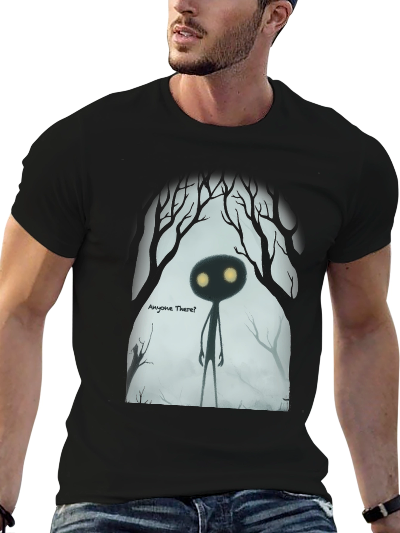 Eerie Shadow Figure Graphic Tee