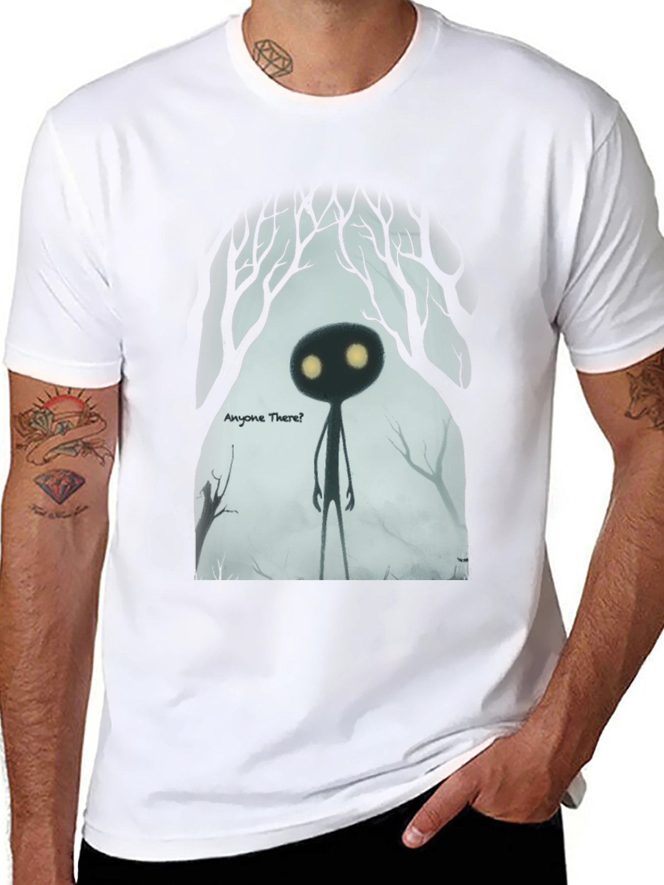 Eerie Shadow Figure Graphic Tee