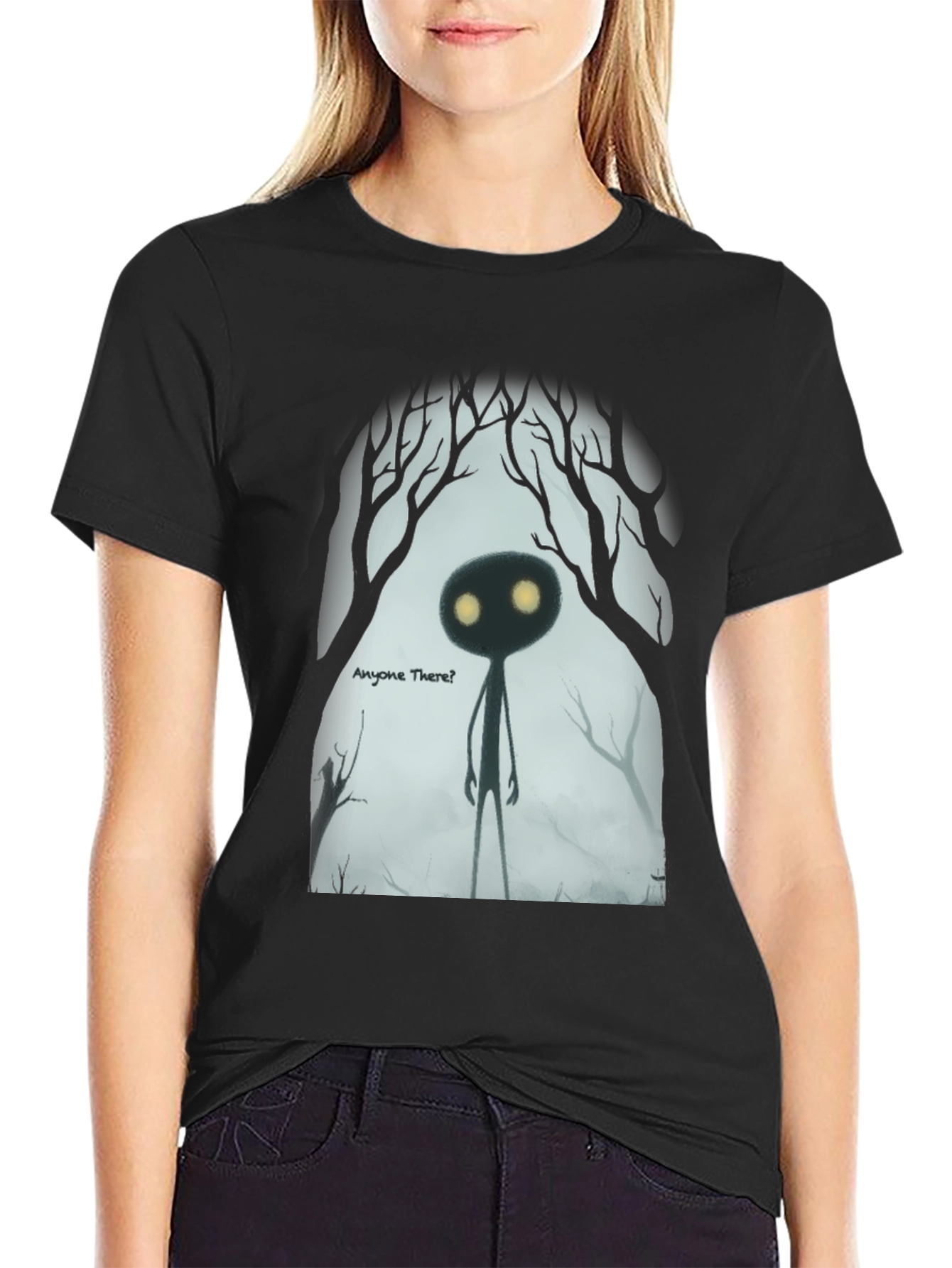 Eerie Shadow Figure Graphic Tee