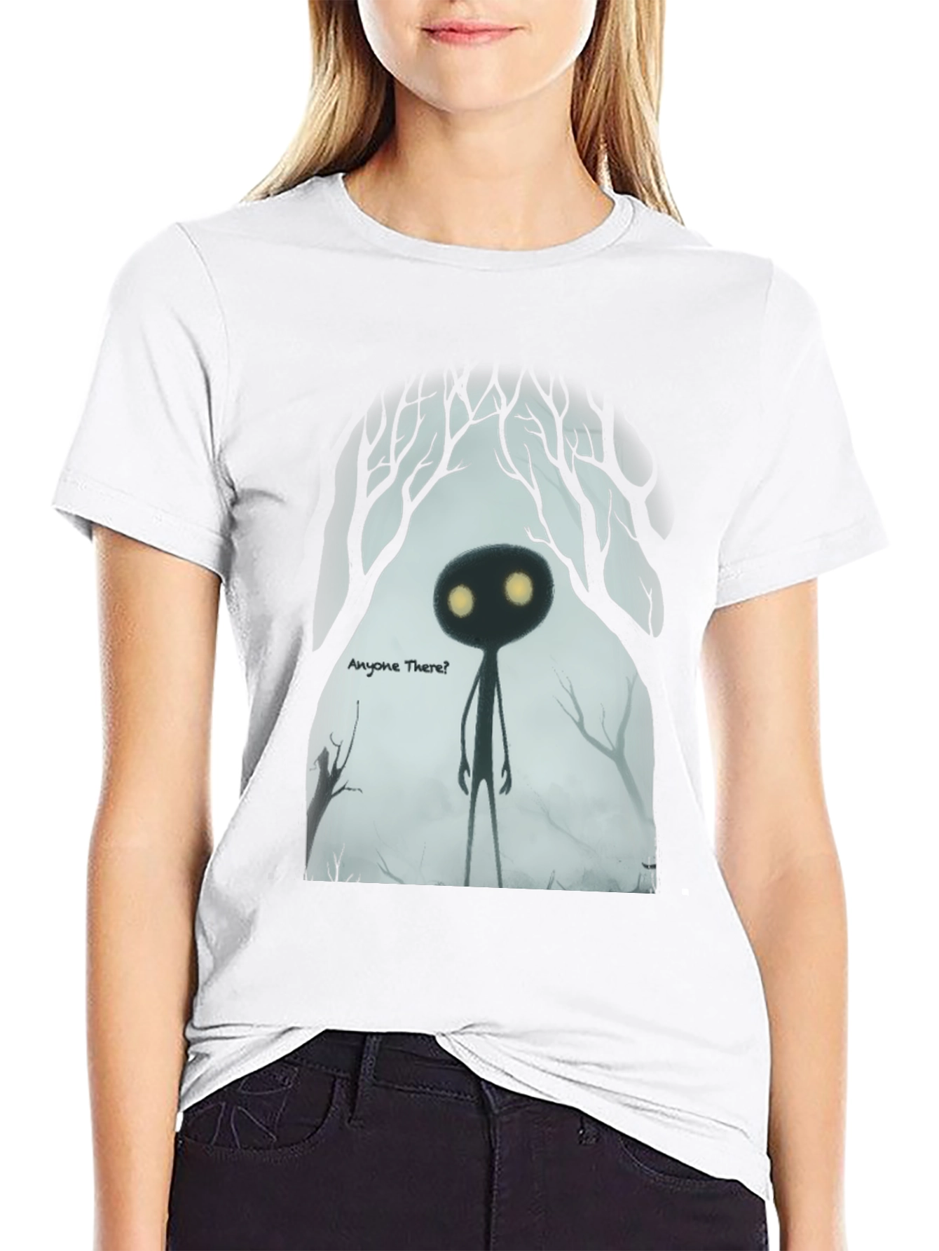 Eerie Shadow Figure Graphic Tee