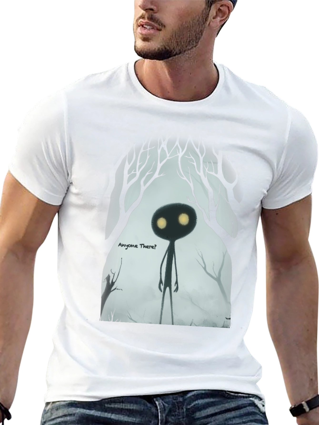 Eerie Shadow Figure Graphic Tee