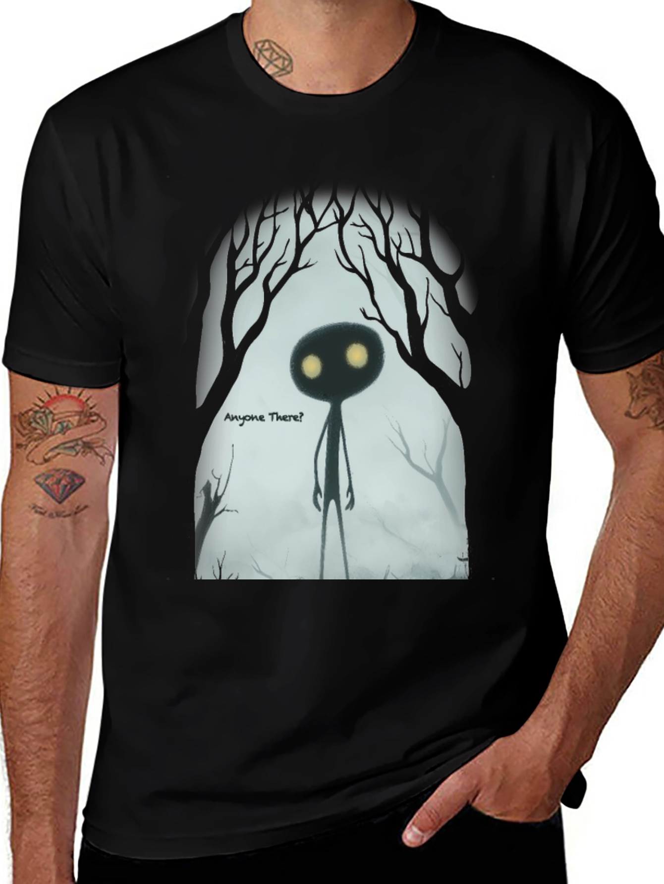 Eerie Shadow Figure Graphic Tee