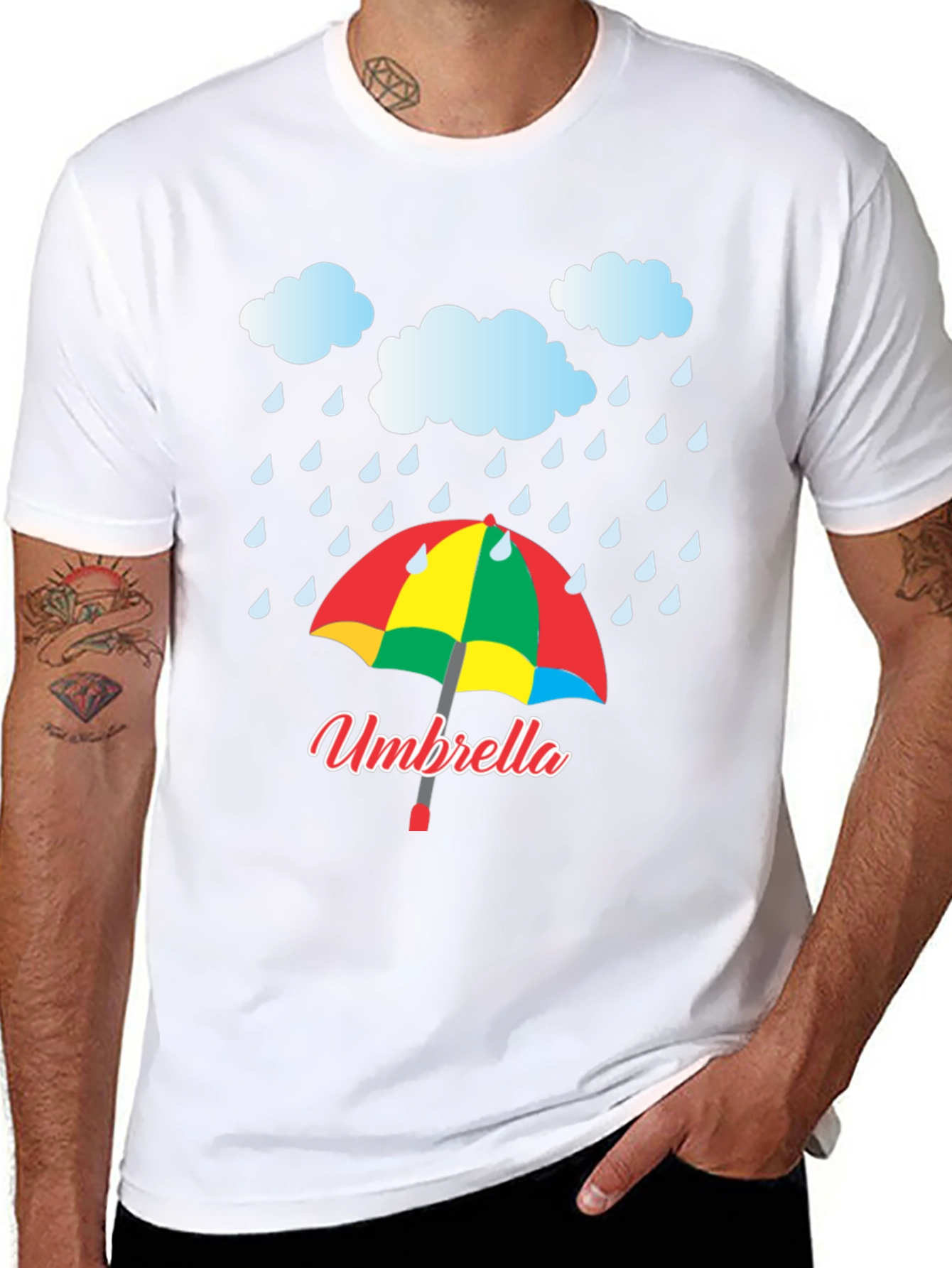 Rainy Day Umbrella Graphic T-Shirt