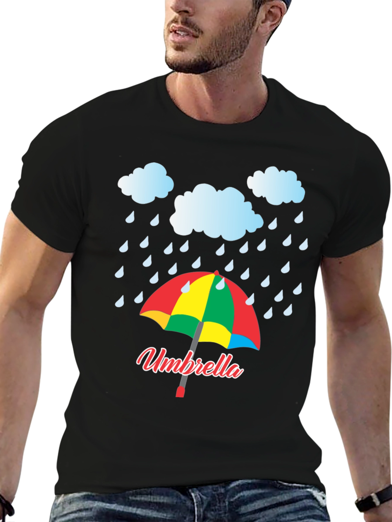 Rainy Day Umbrella Graphic T-Shirt