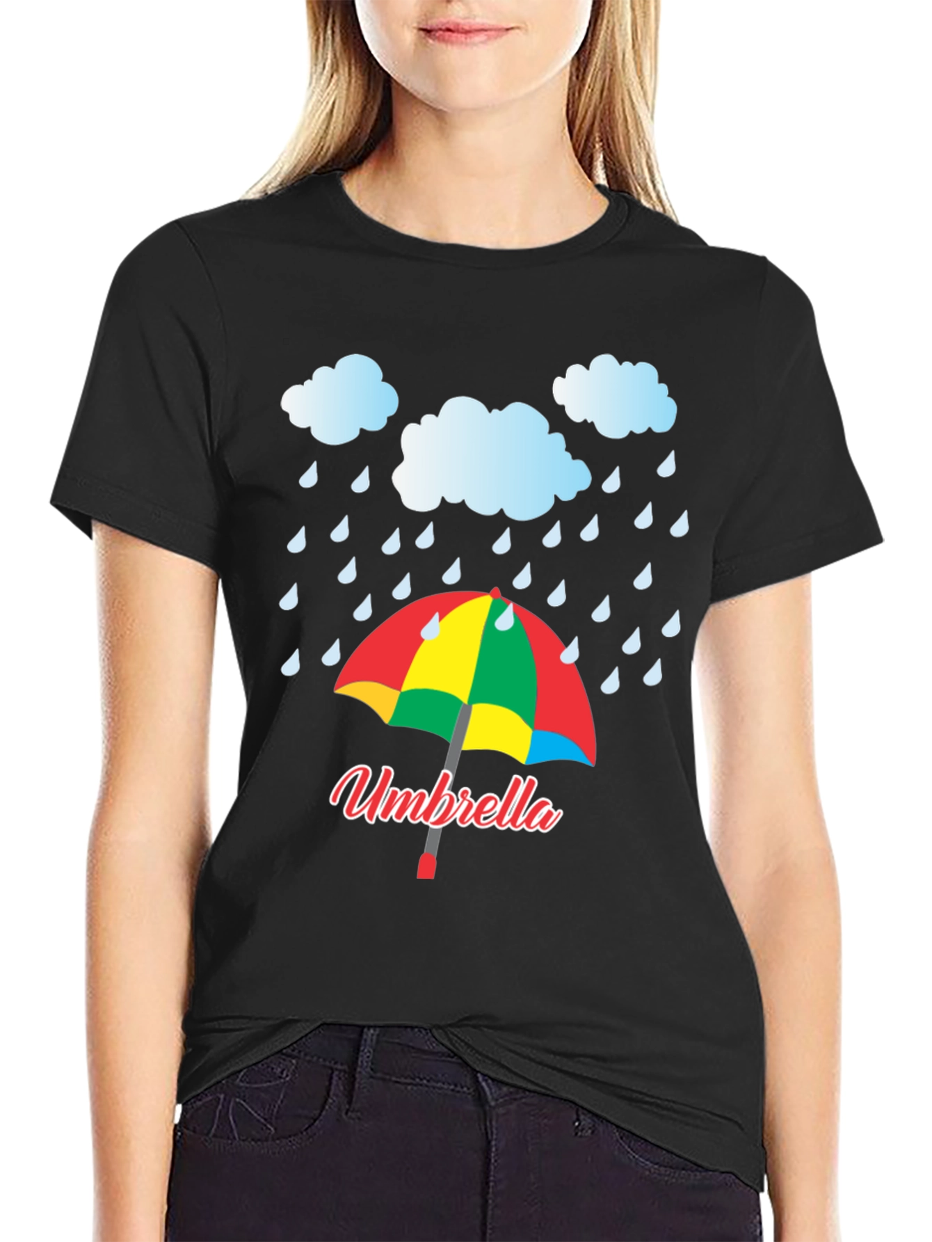 Rainy Day Umbrella Graphic T-Shirt