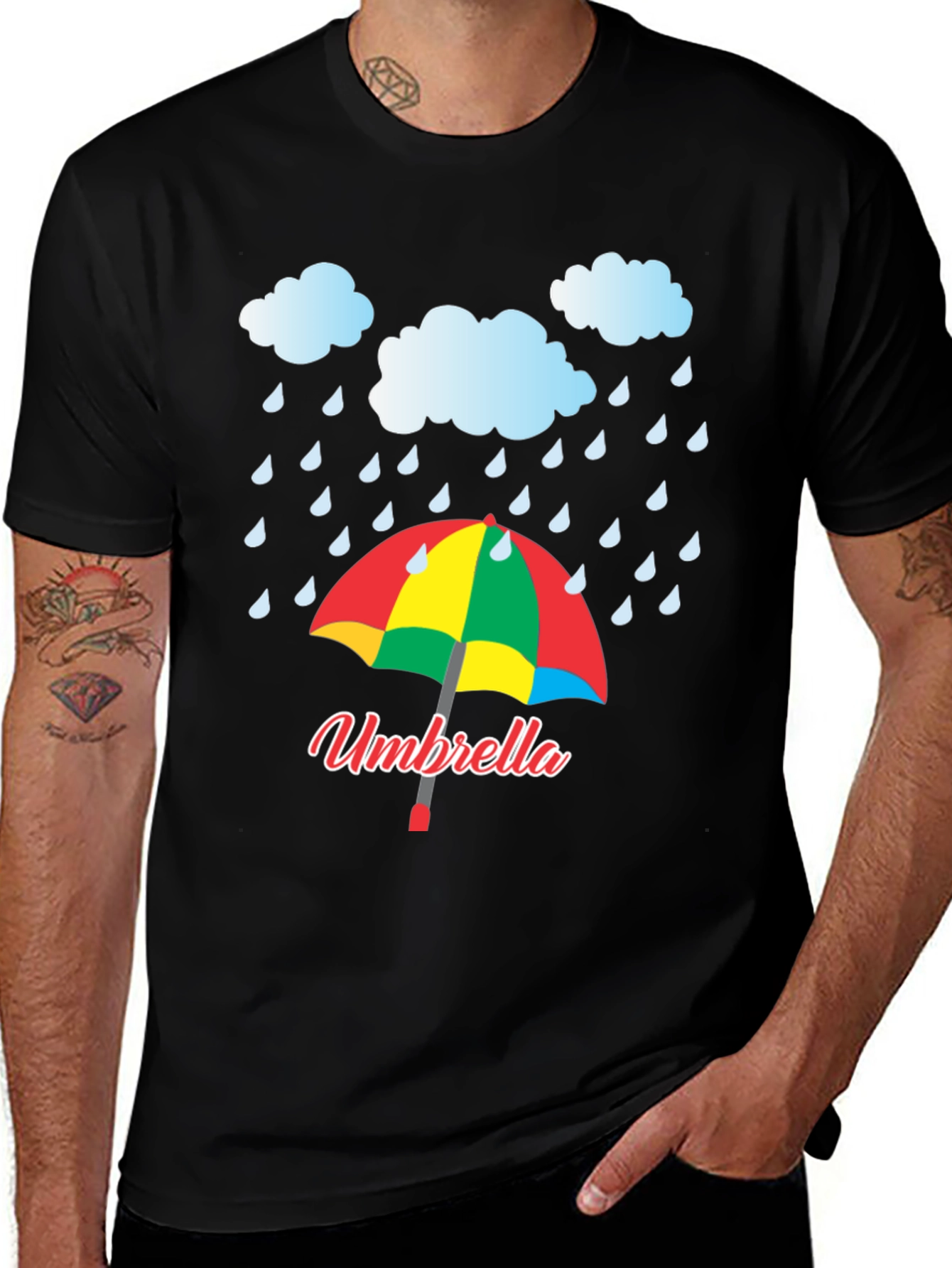 Rainy Day Umbrella Graphic T-Shirt