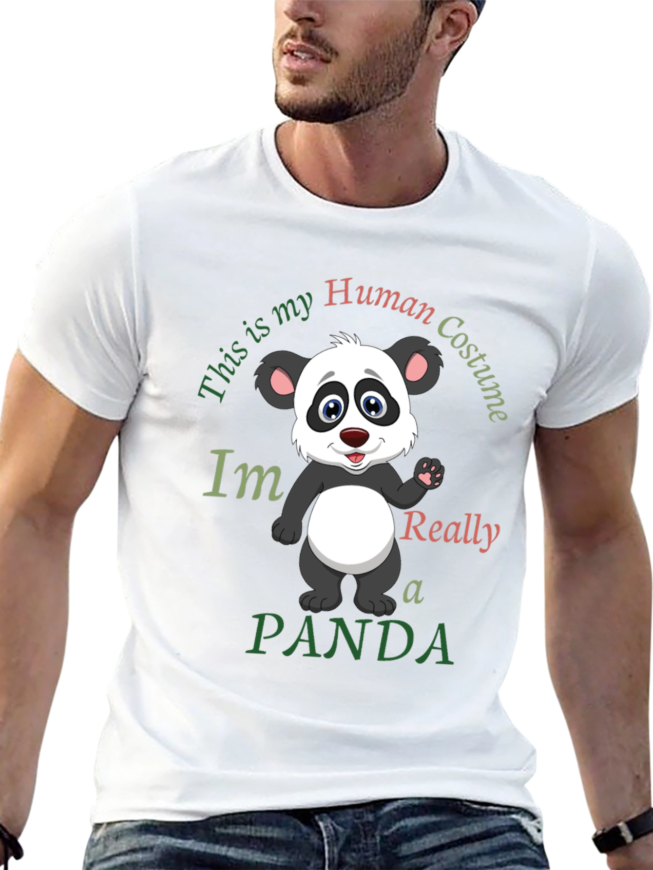 Funny Panda Human Costume Graphic T-Shirt