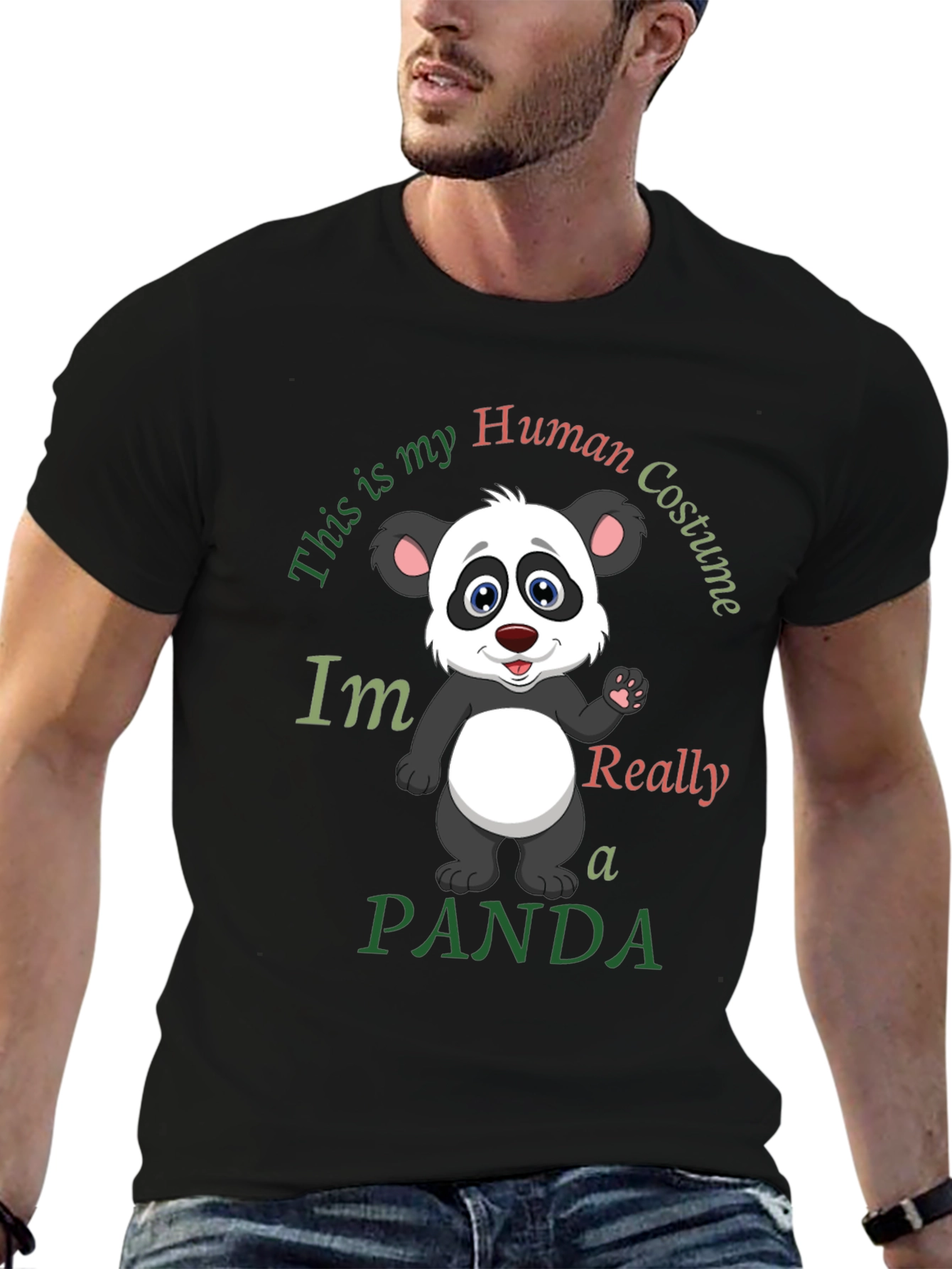 Funny Panda Human Costume Graphic T-Shirt