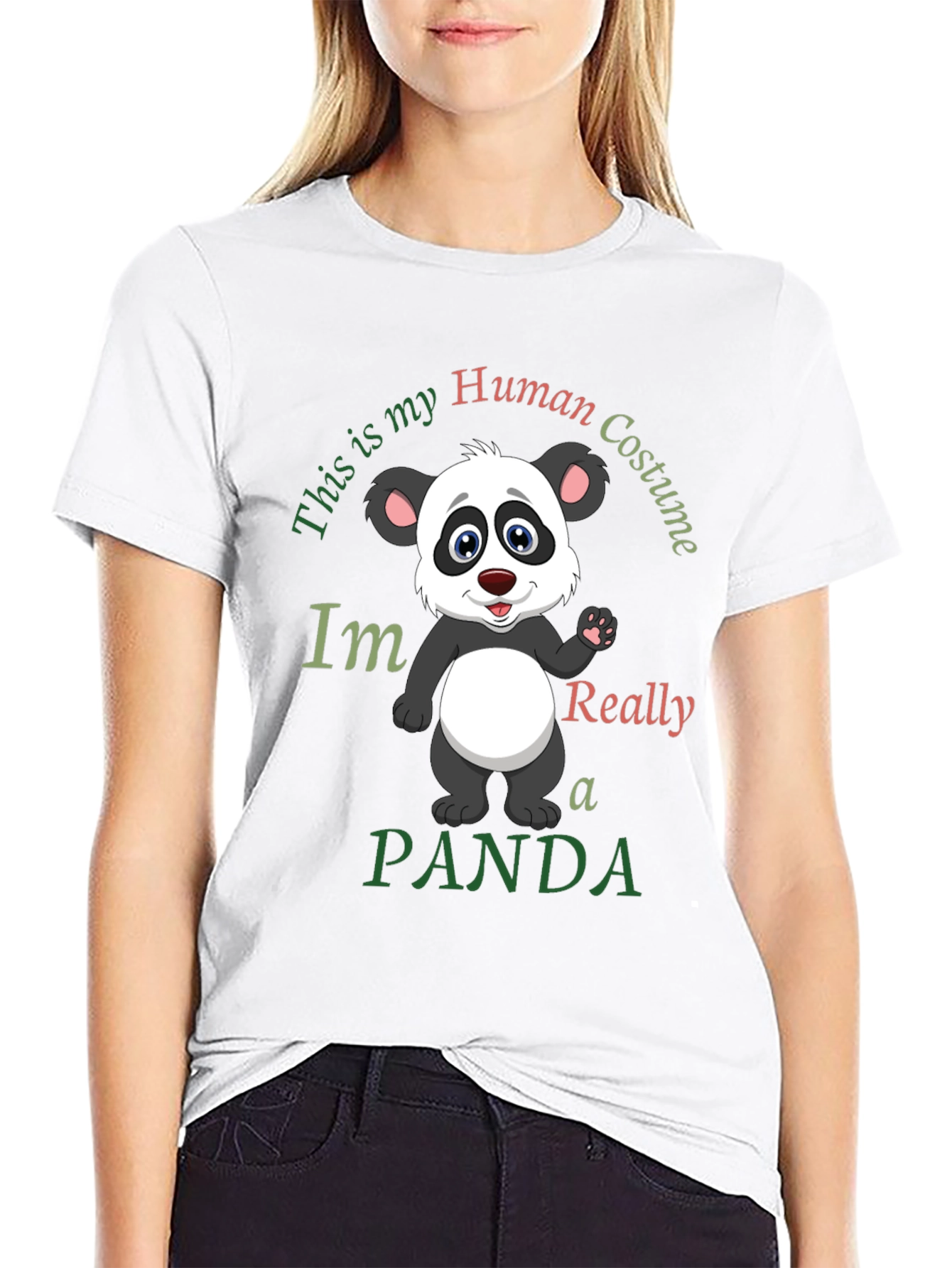 Funny Panda Human Costume Graphic T-Shirt