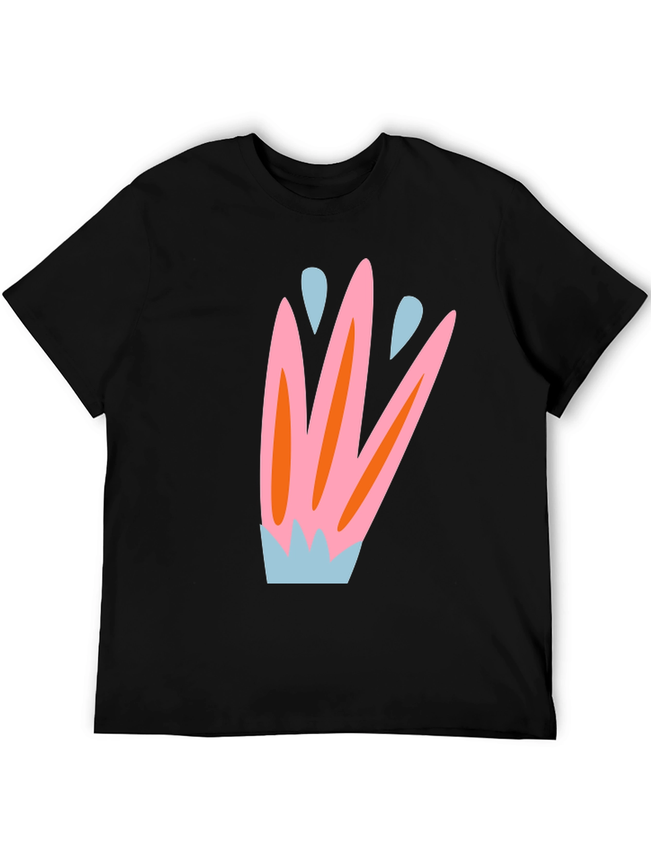 Abstract Floral Print Black T-Shirt