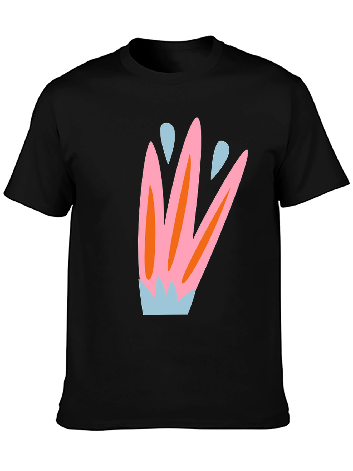 Abstract Floral Print Black T-Shirt