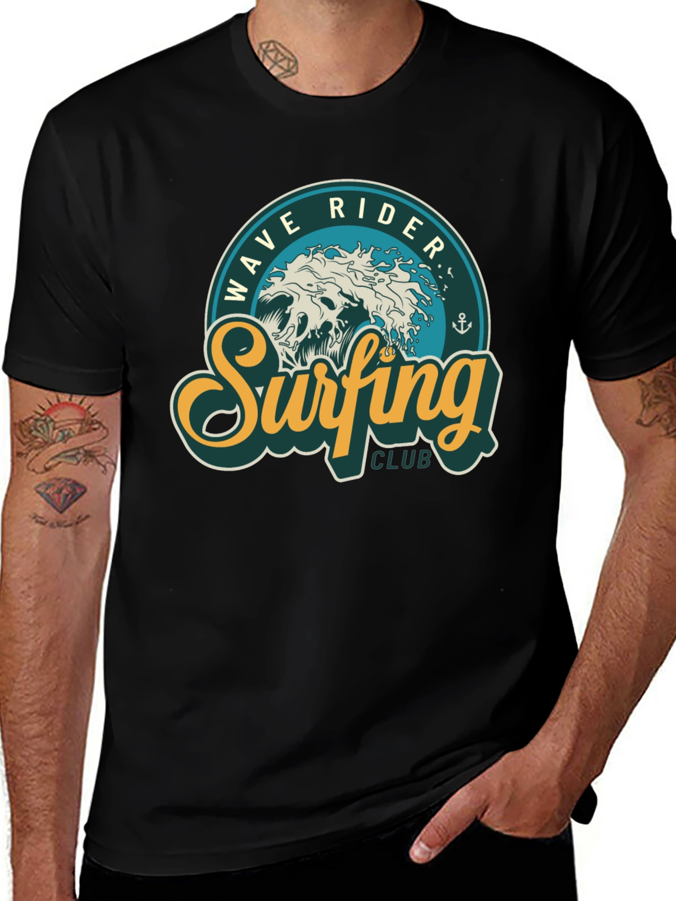 Wave Rider Surfing Club Black T-Shirt