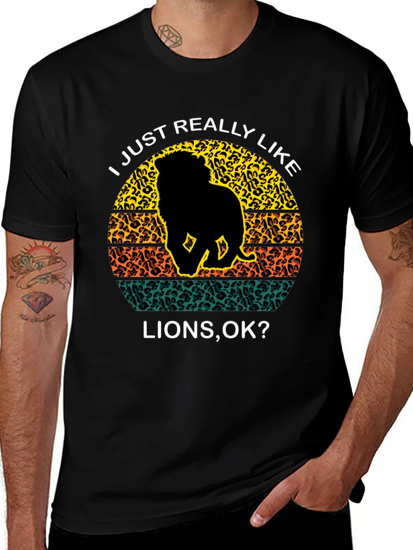 Lion Lover Graphic Tee - Animal Print Design