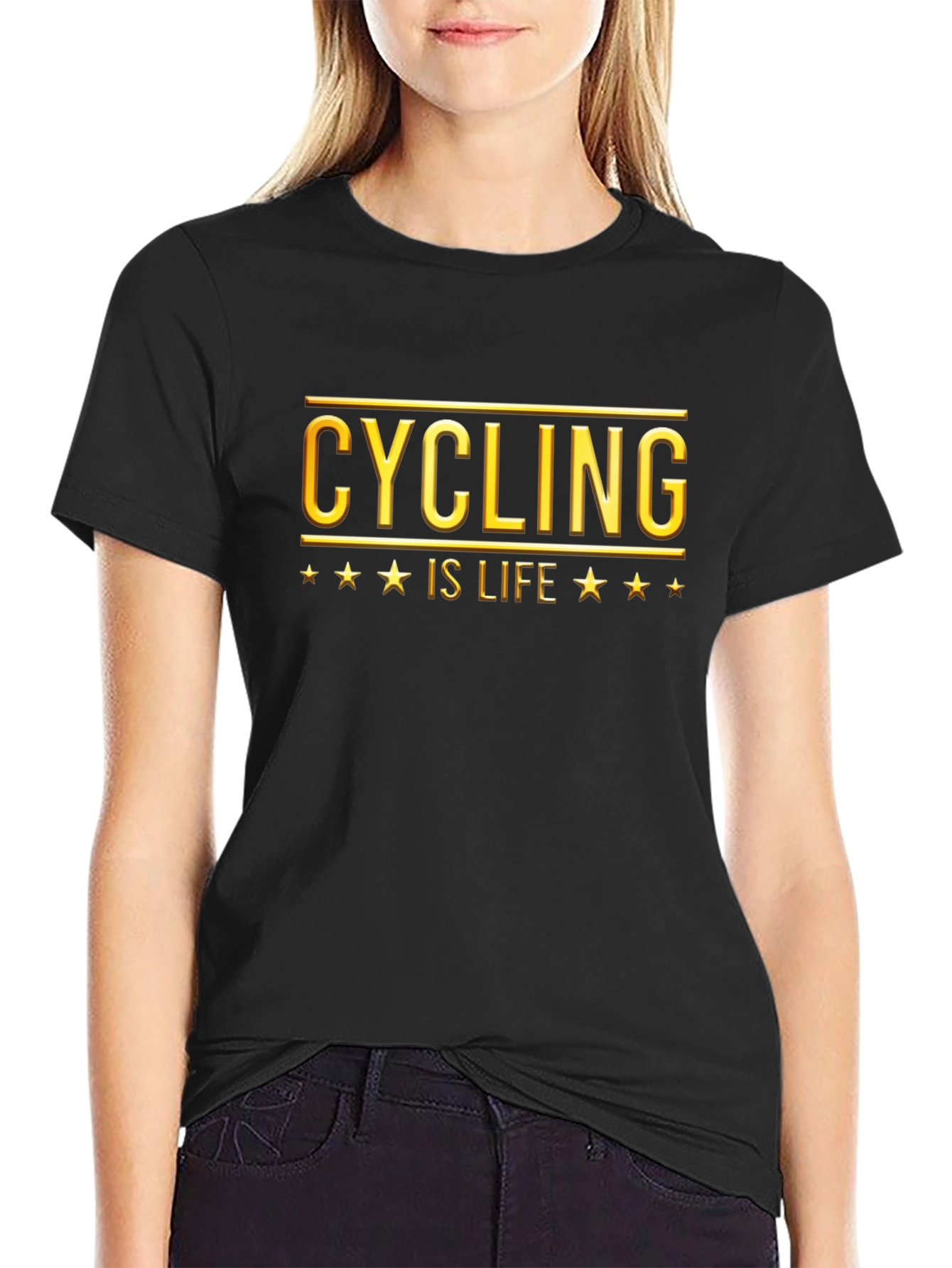 Cycling Is Life Black Graphic Tee