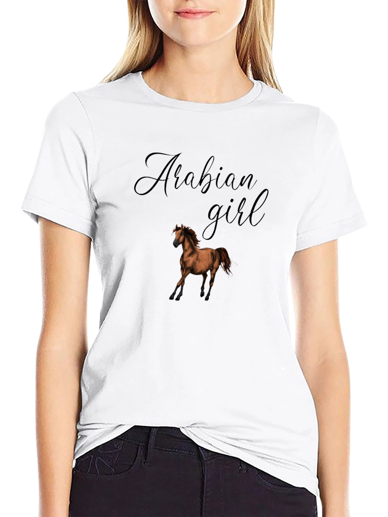 Arabian Girl Horse T-Shirt - Black