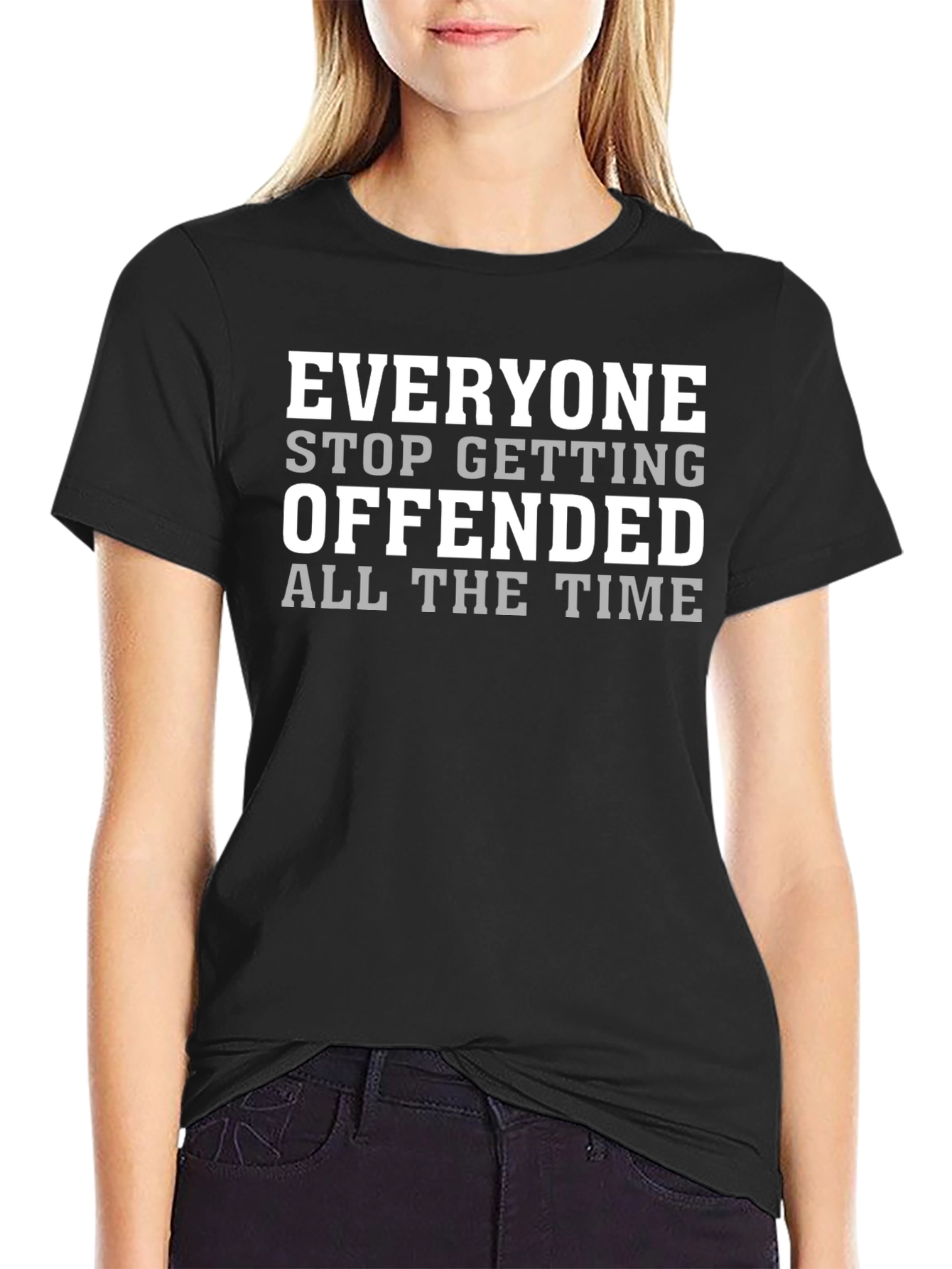 Offended? Graphic Print Crew Neck T-Shirt