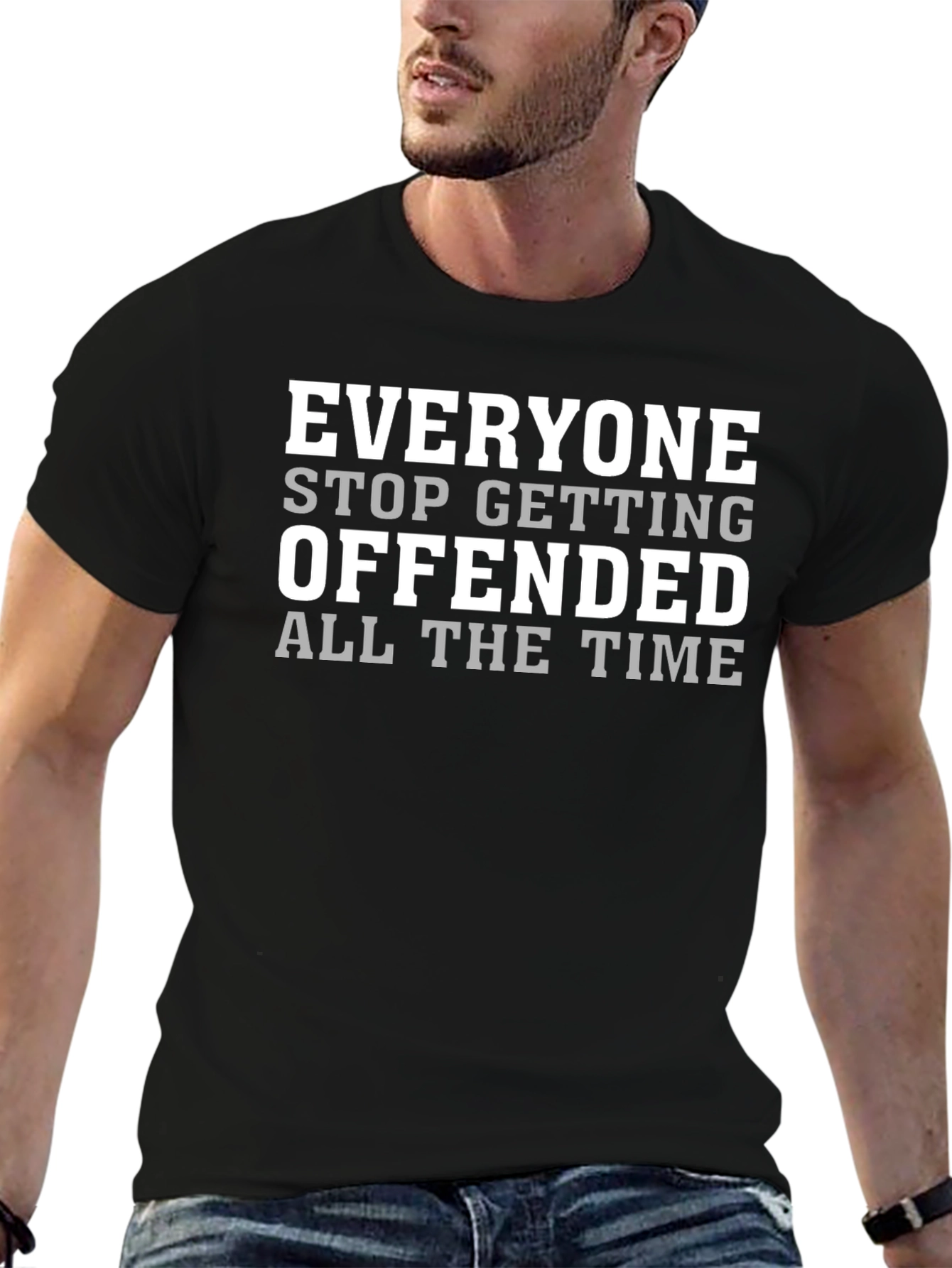 Offended? Graphic Print Crew Neck T-Shirt