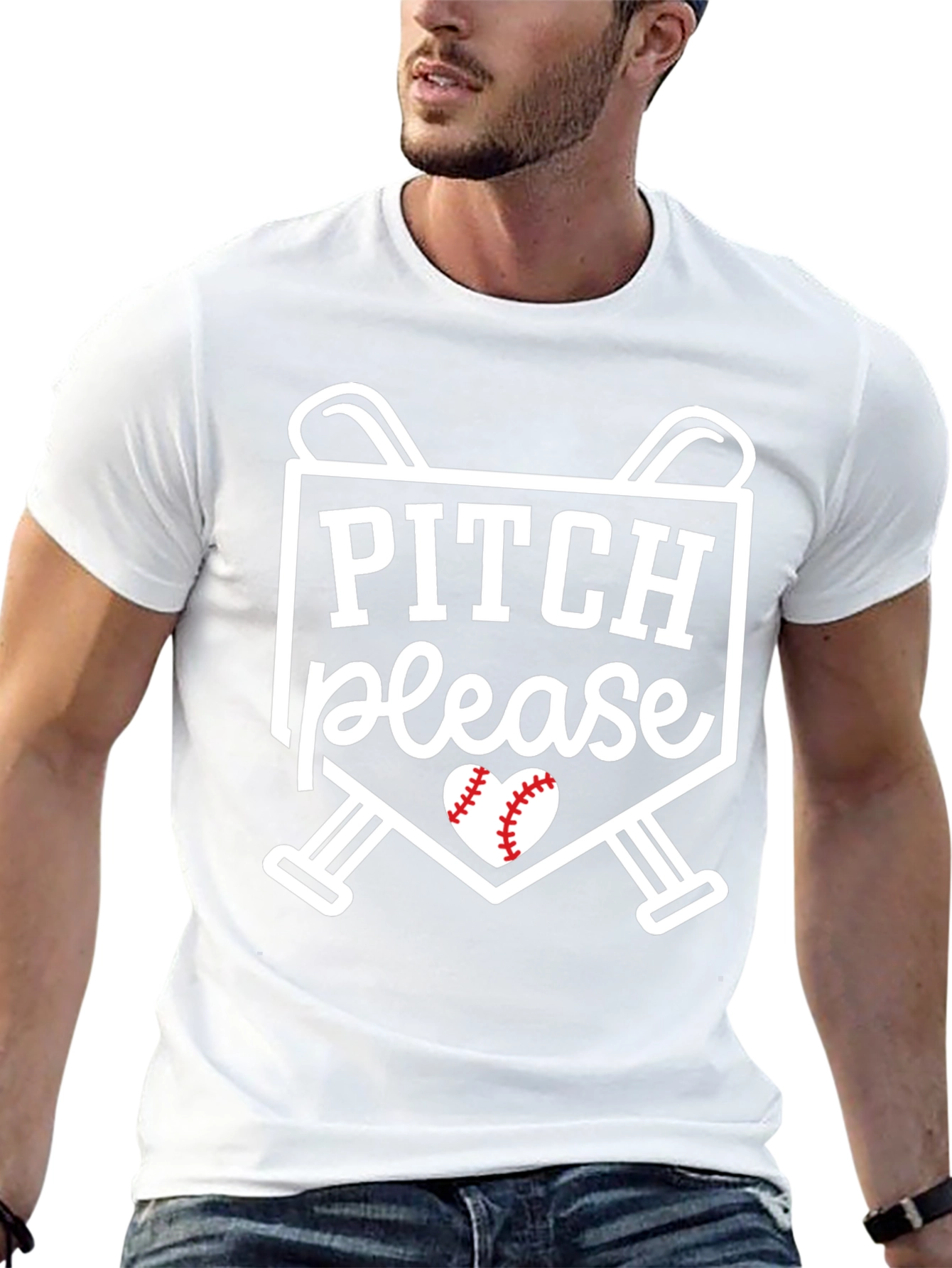 Pitch Please T-Shirt - Baseball Heart Tee