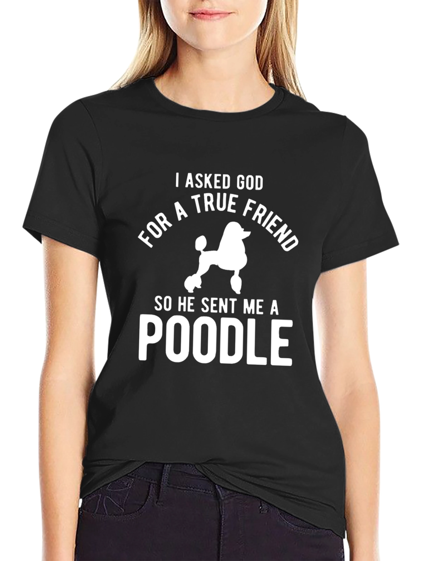 True Friend Poodle Graphic Tee - Black Cotton